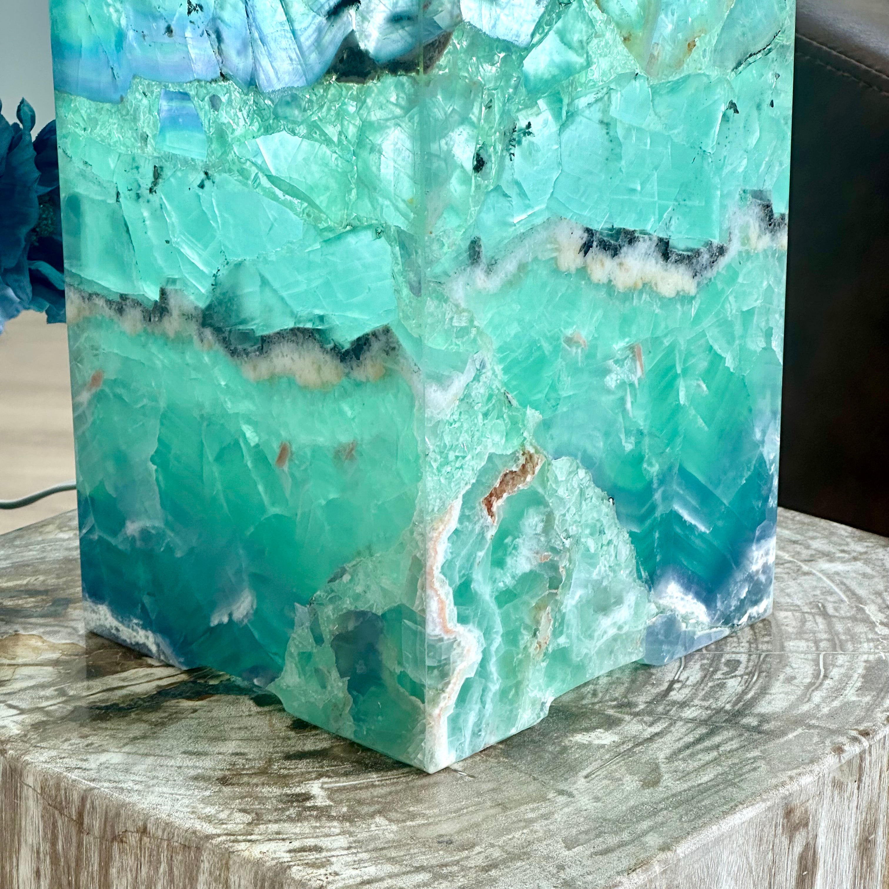 Sea Foam Fluorite Lamp - Mexican Fluorite - Hand Sculpted
