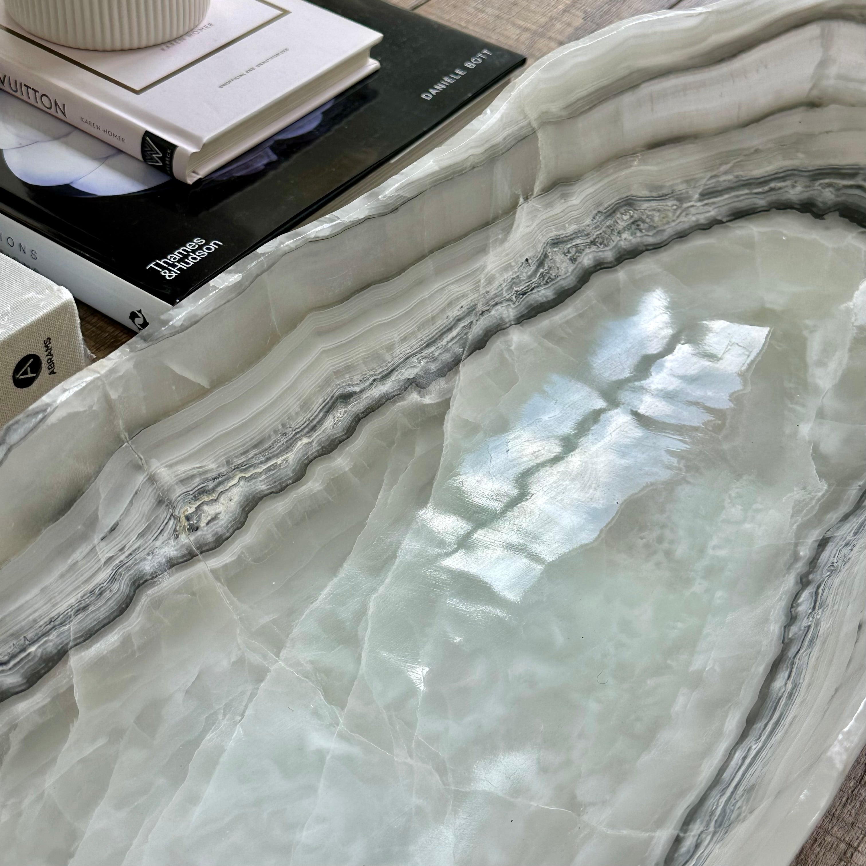 Layered Onyx Canoe - Handcrafted Statement piece