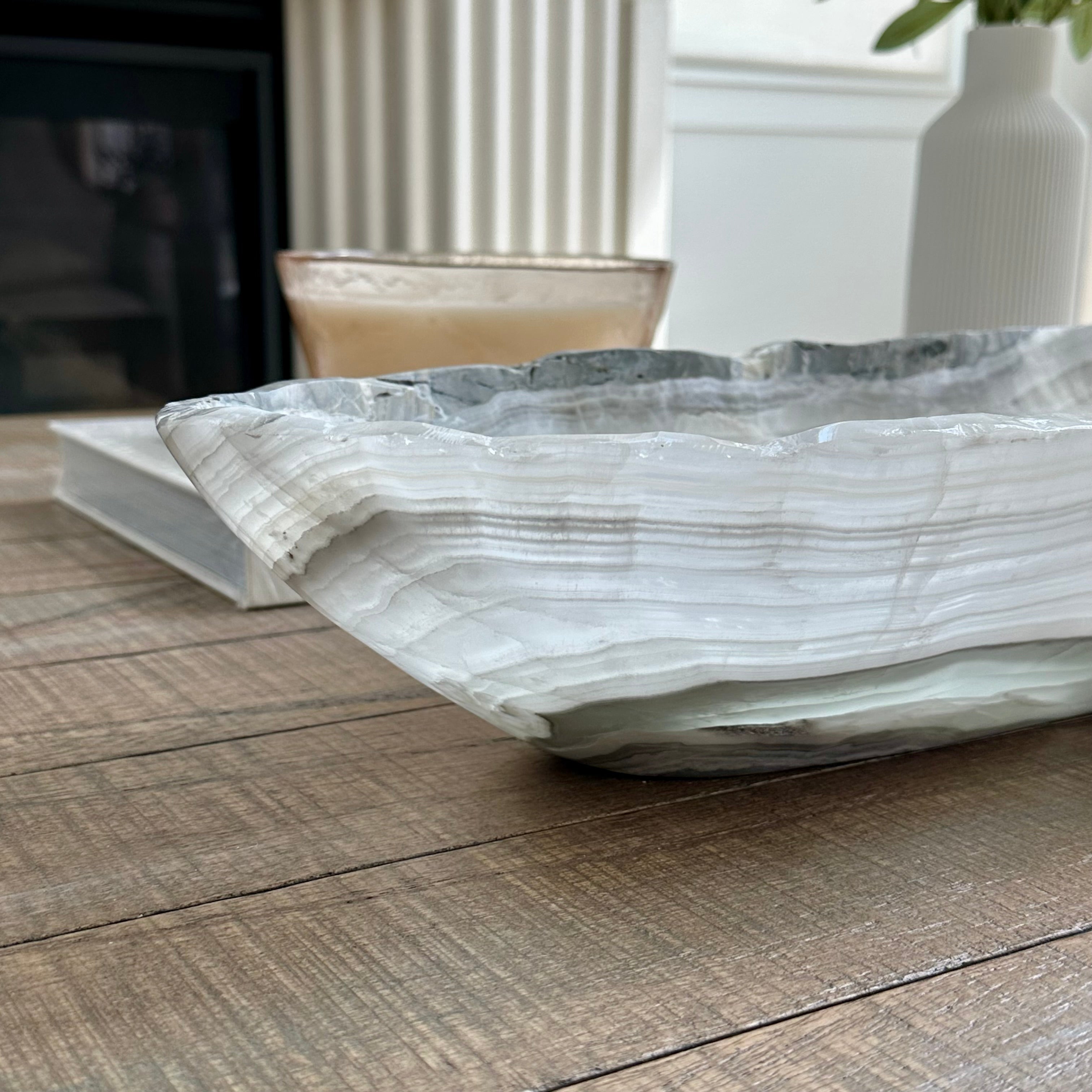White Veined Onyx Bowl