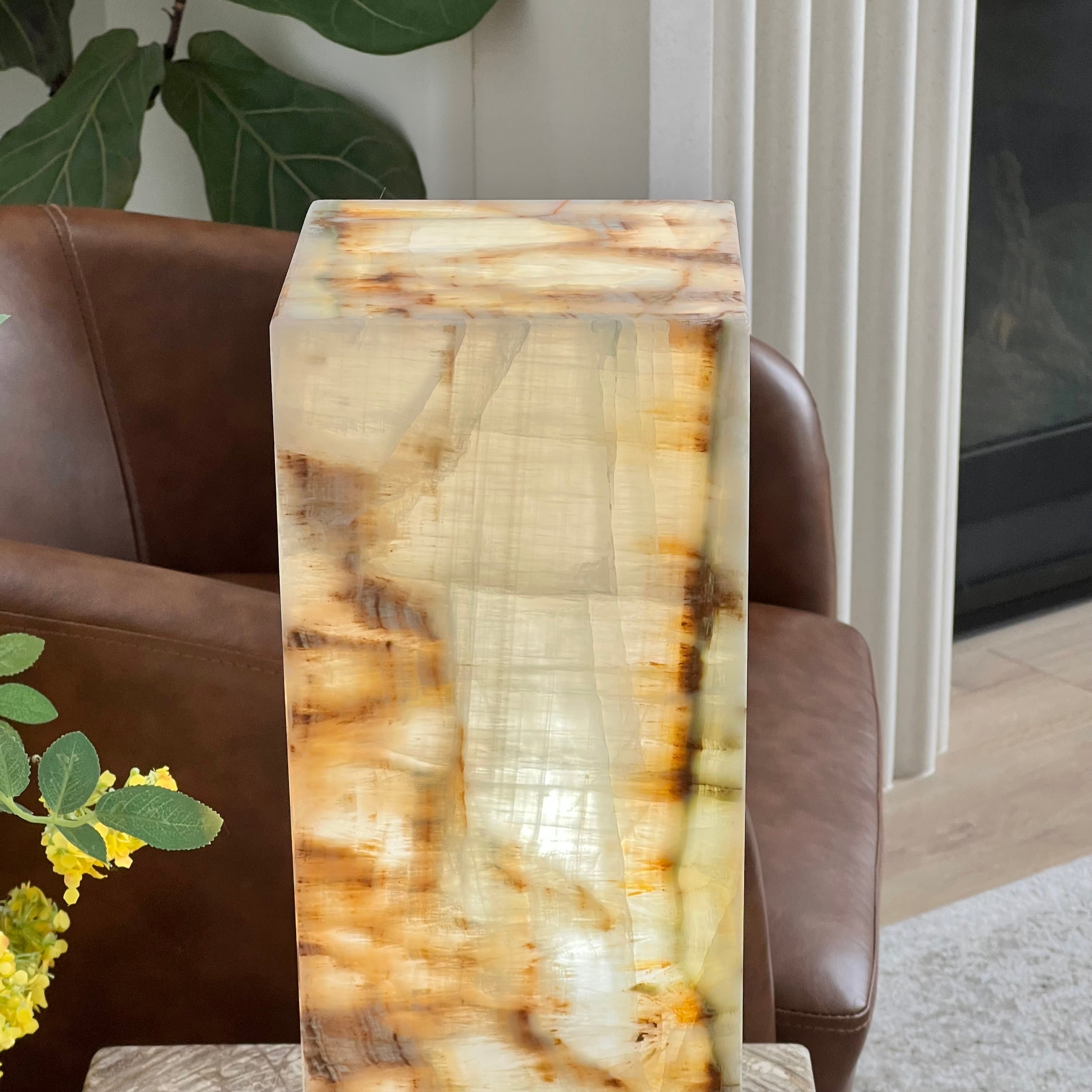 Amber & Cream Onyx Table Lamp