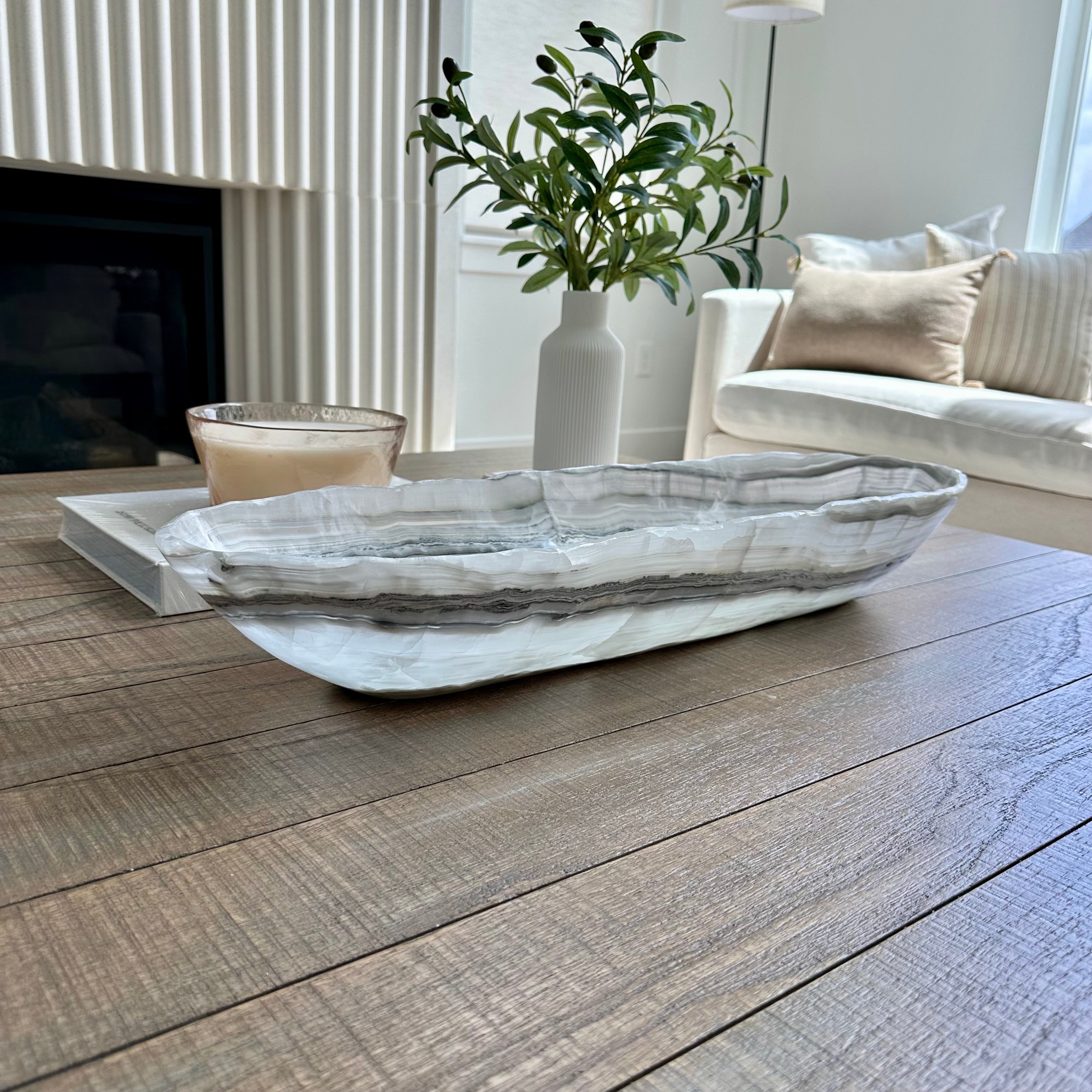 Layered Onyx Canoe - Handcrafted Statement piece