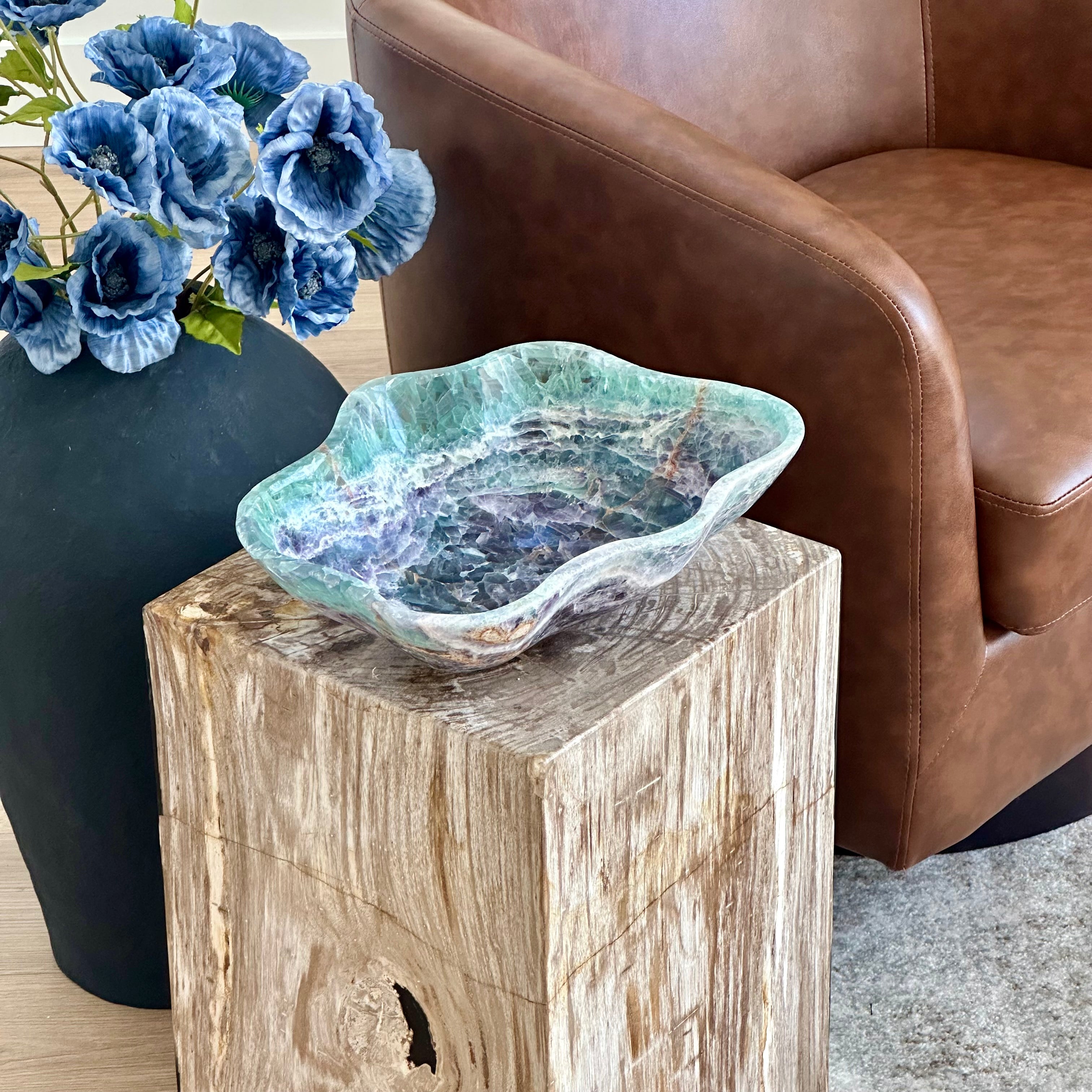 Fluorite Crystal Bowl – Hand-Carved Luxury Home Decor