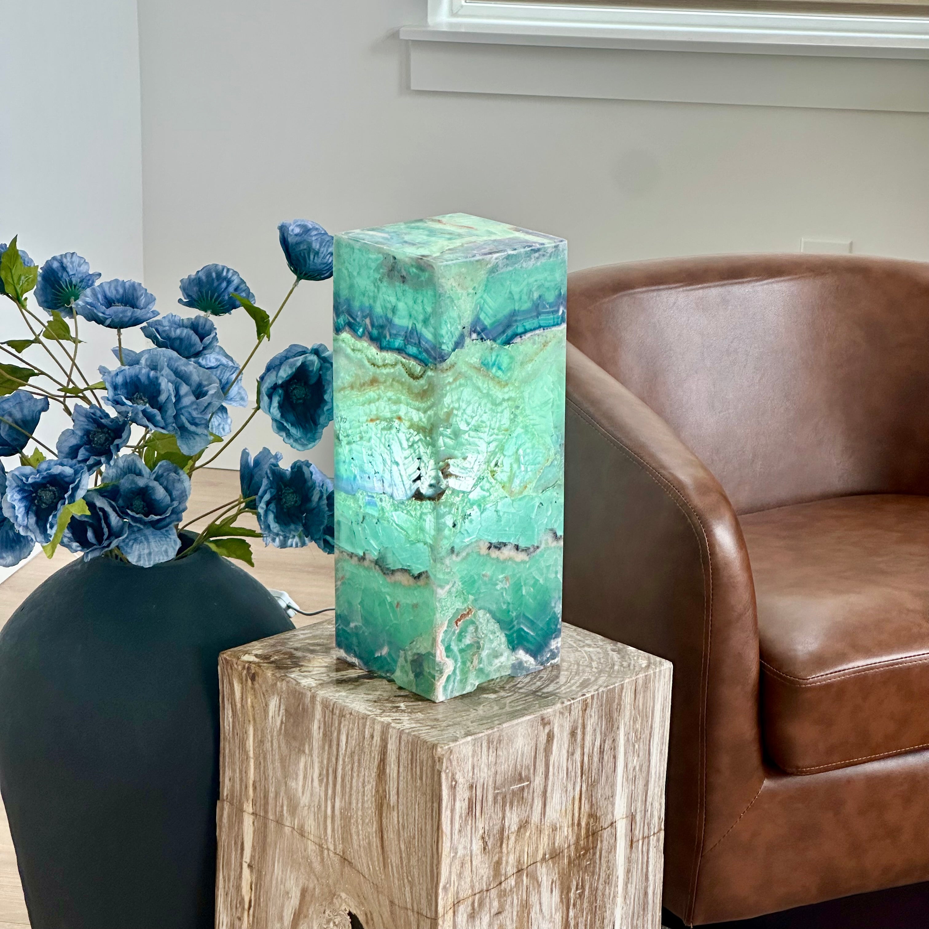 Sea Foam Fluorite Lamp - Mexican Fluorite - Hand Sculpted