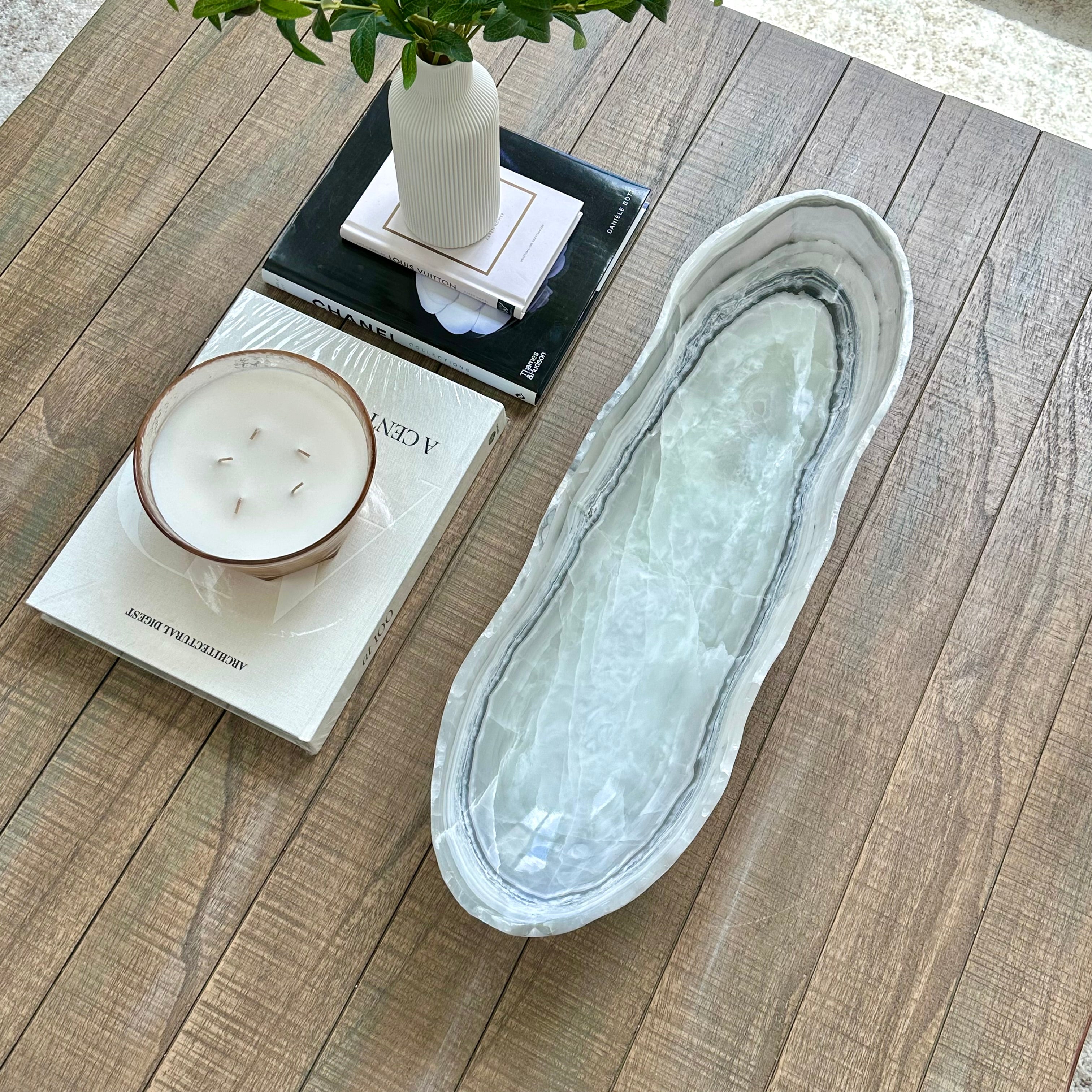 Layered Onyx Canoe - Handcrafted Statement piece