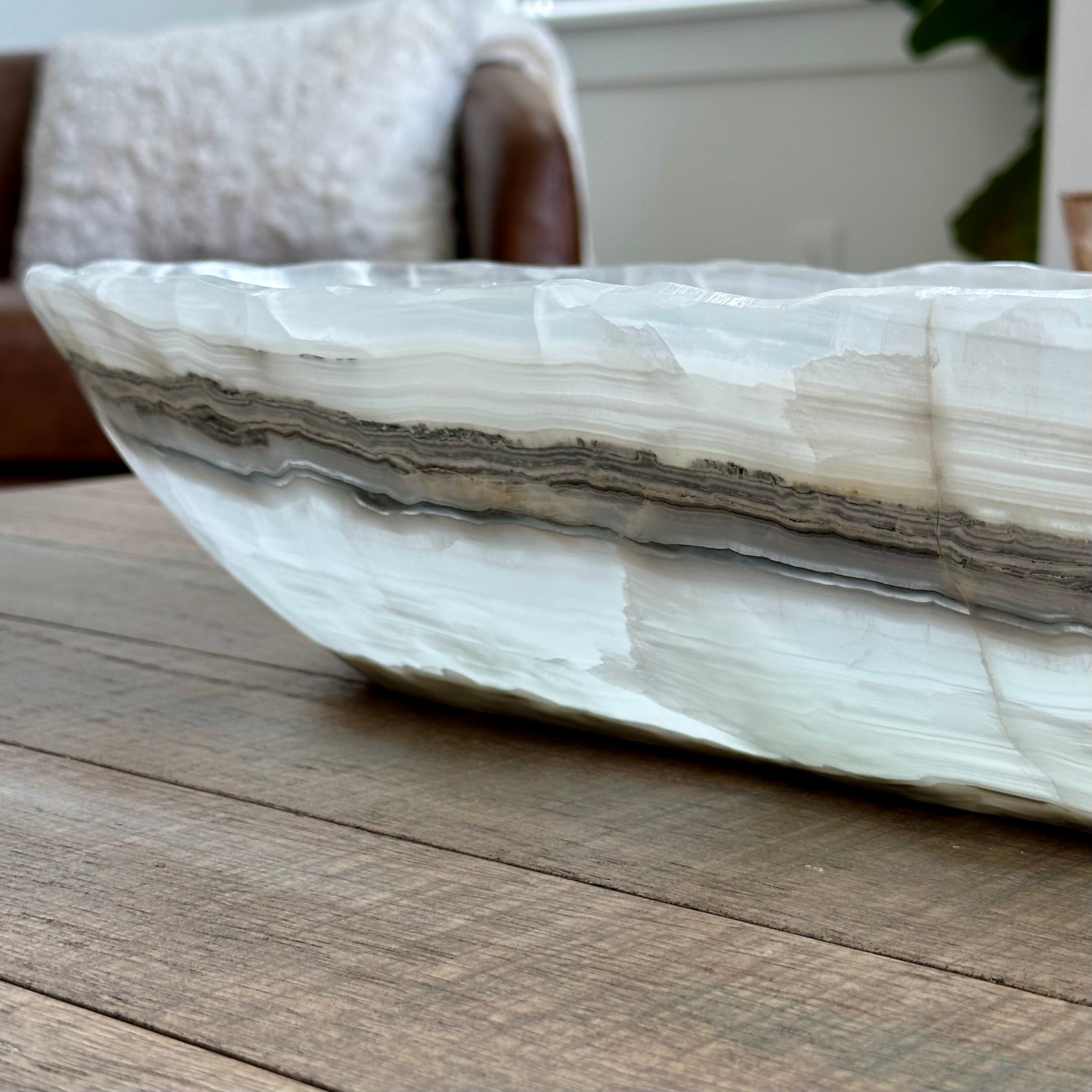 Layered Onyx Canoe - Handcrafted Statement piece