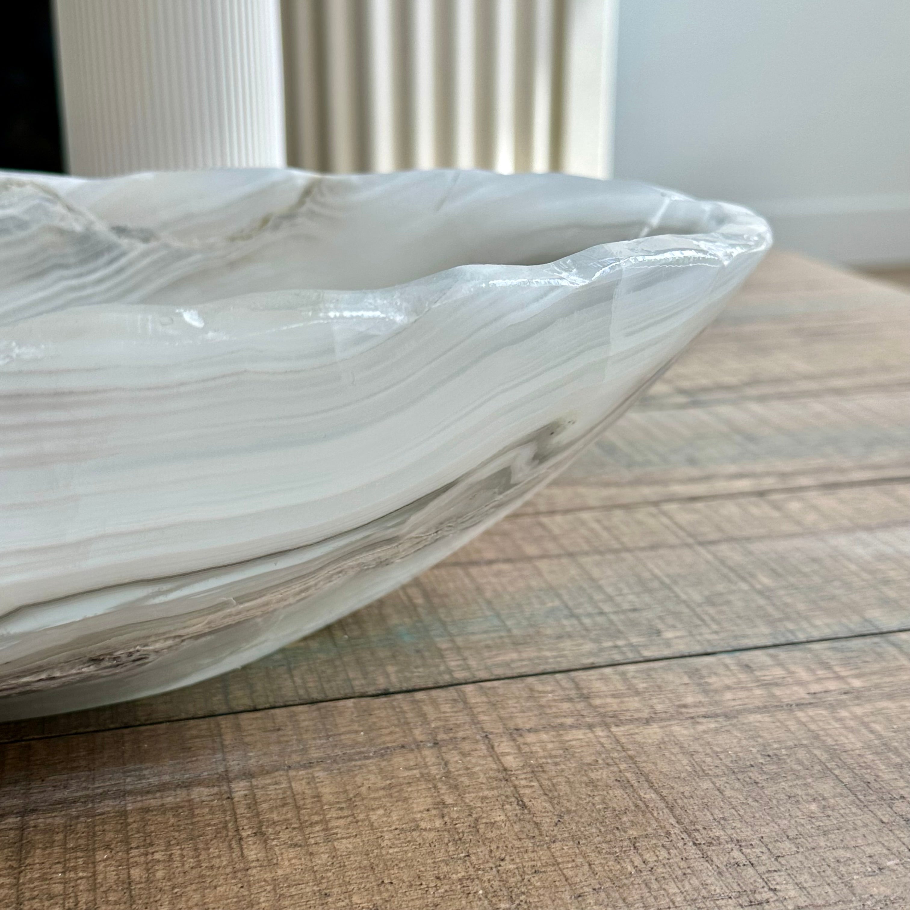 White Veined Onyx Bowl
