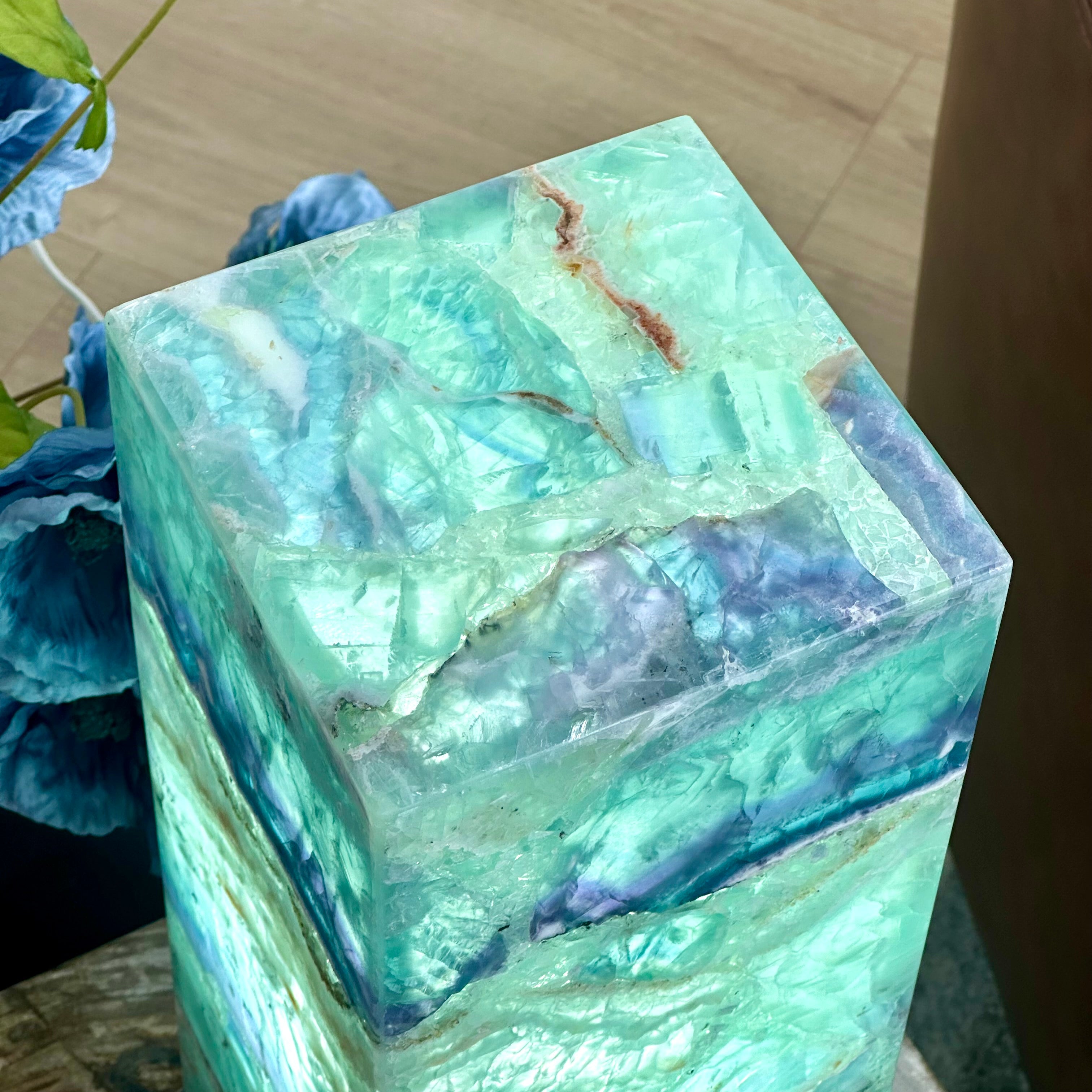 Sea Foam Fluorite Lamp - Mexican Fluorite - Hand Sculpted