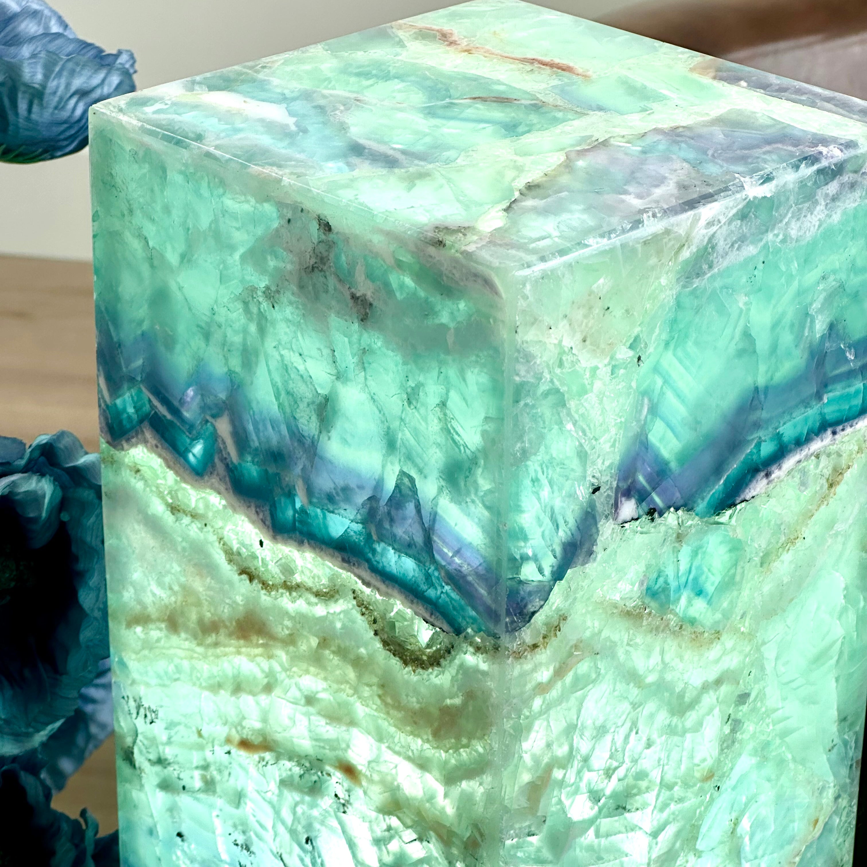 Sea Foam Fluorite Lamp - Mexican Fluorite - Hand Sculpted