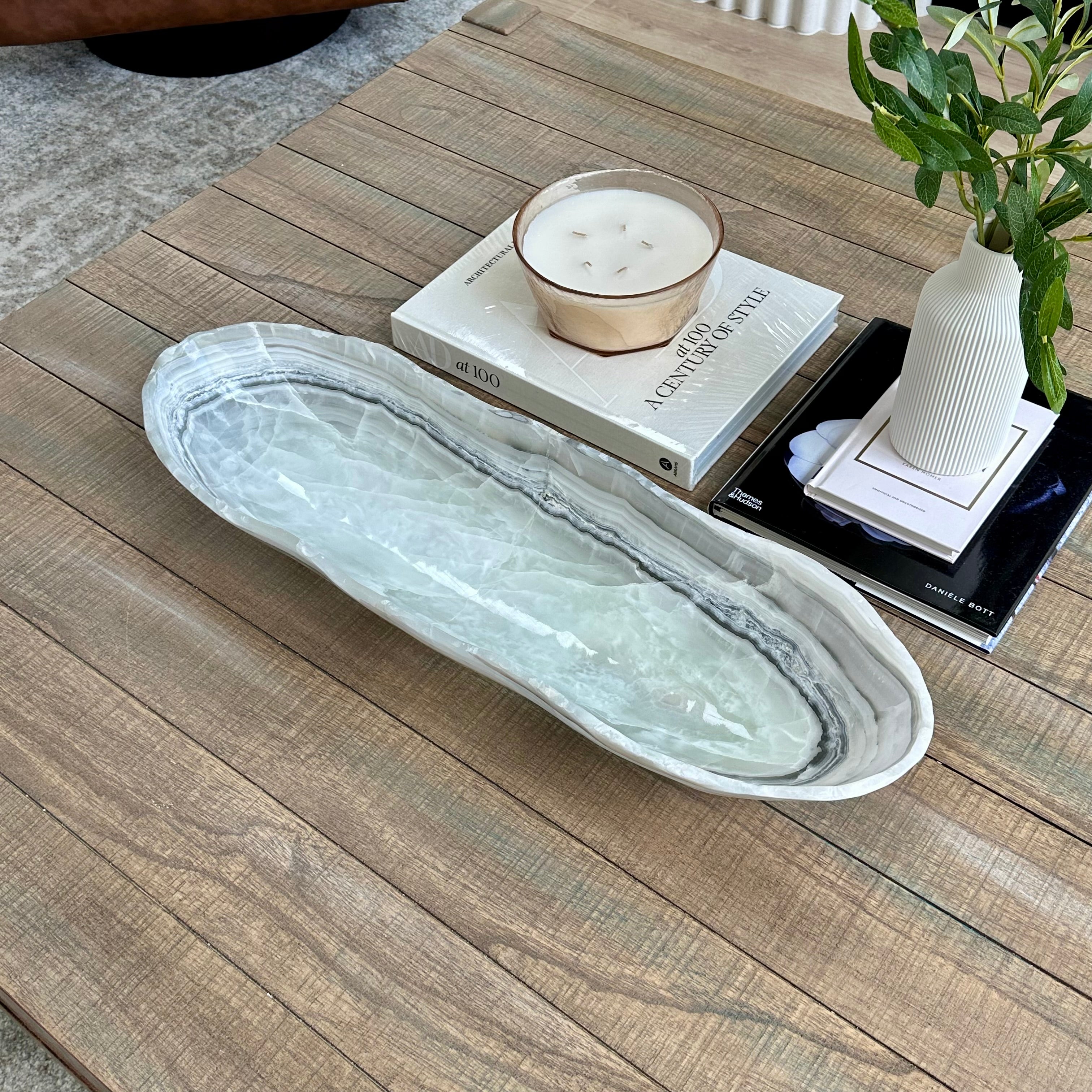 Layered Onyx Canoe - Handcrafted Statement piece