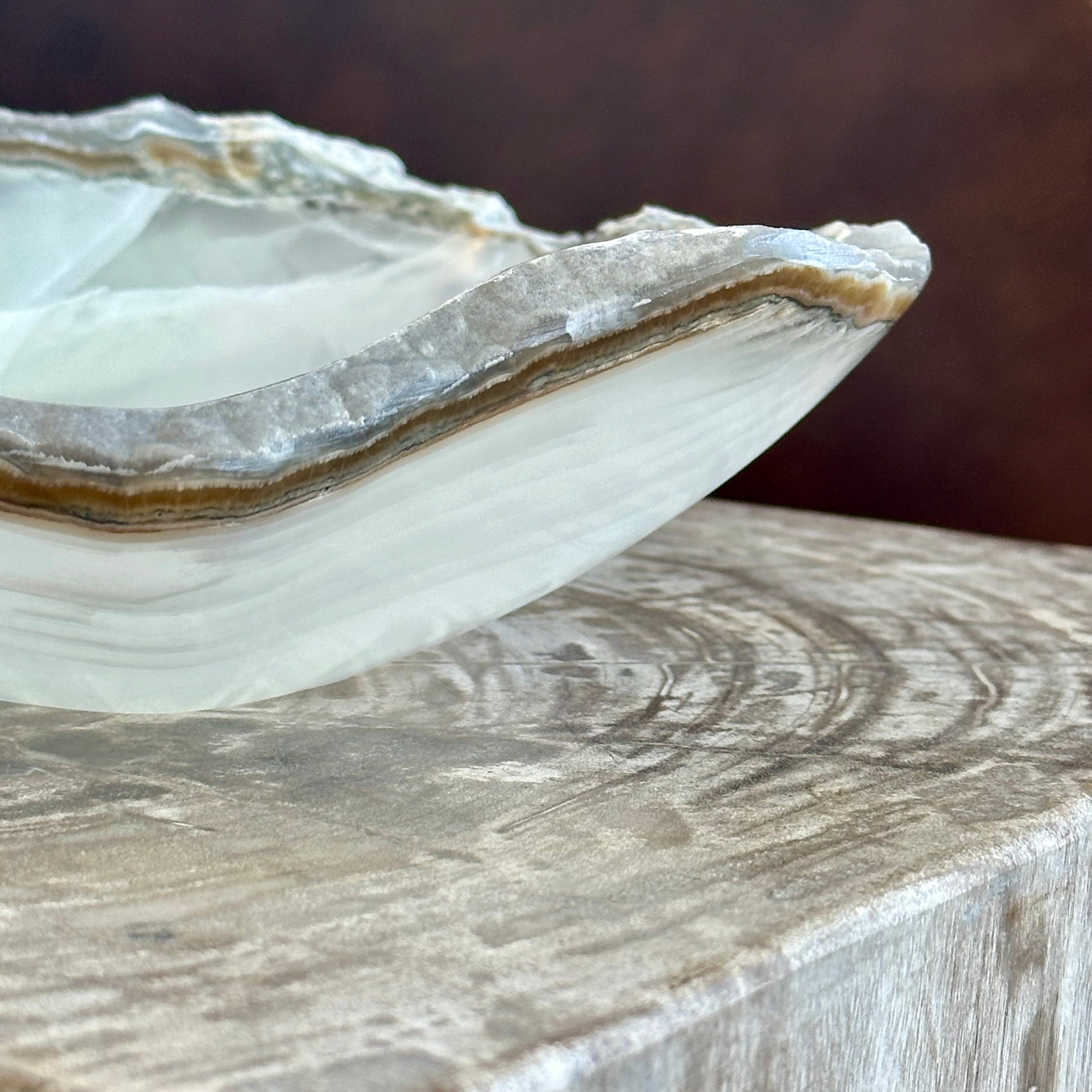 Clear Onyx Bowl with Raw Edge – Hand-Carved Natural Accent
