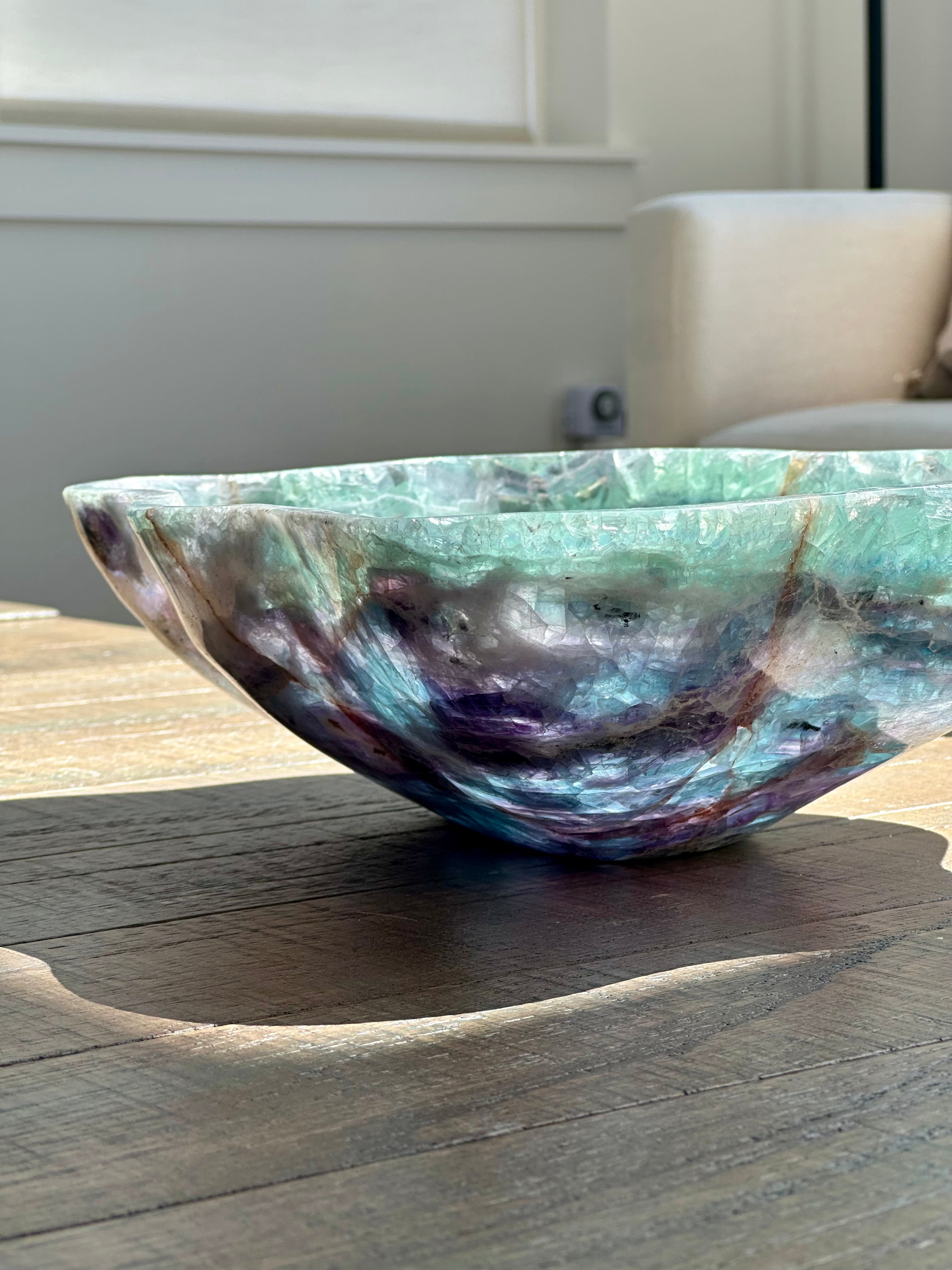 Fluorite Crystal Bowl – Hand-Carved Luxury Home Decor