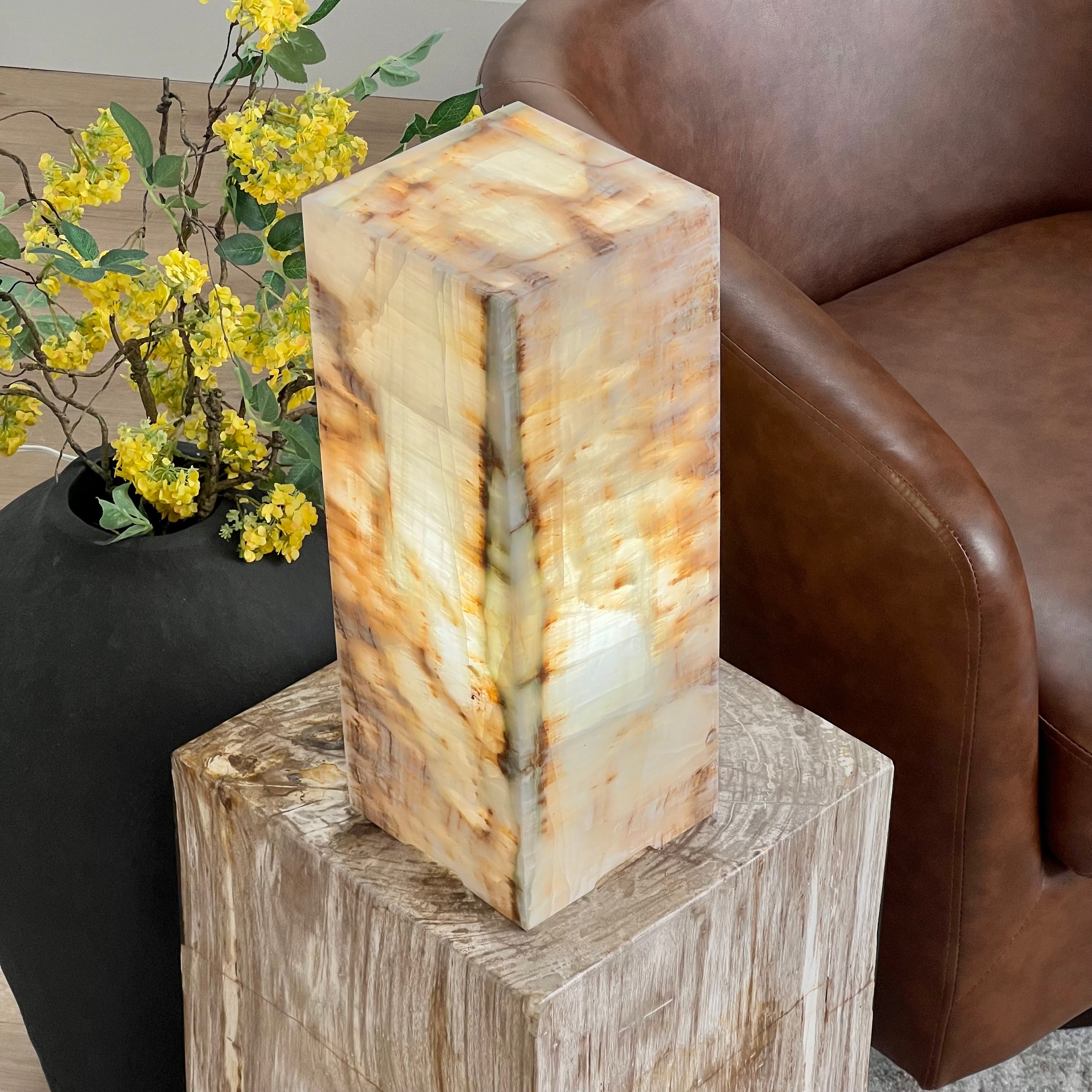 Amber & Cream Onyx Table Lamp