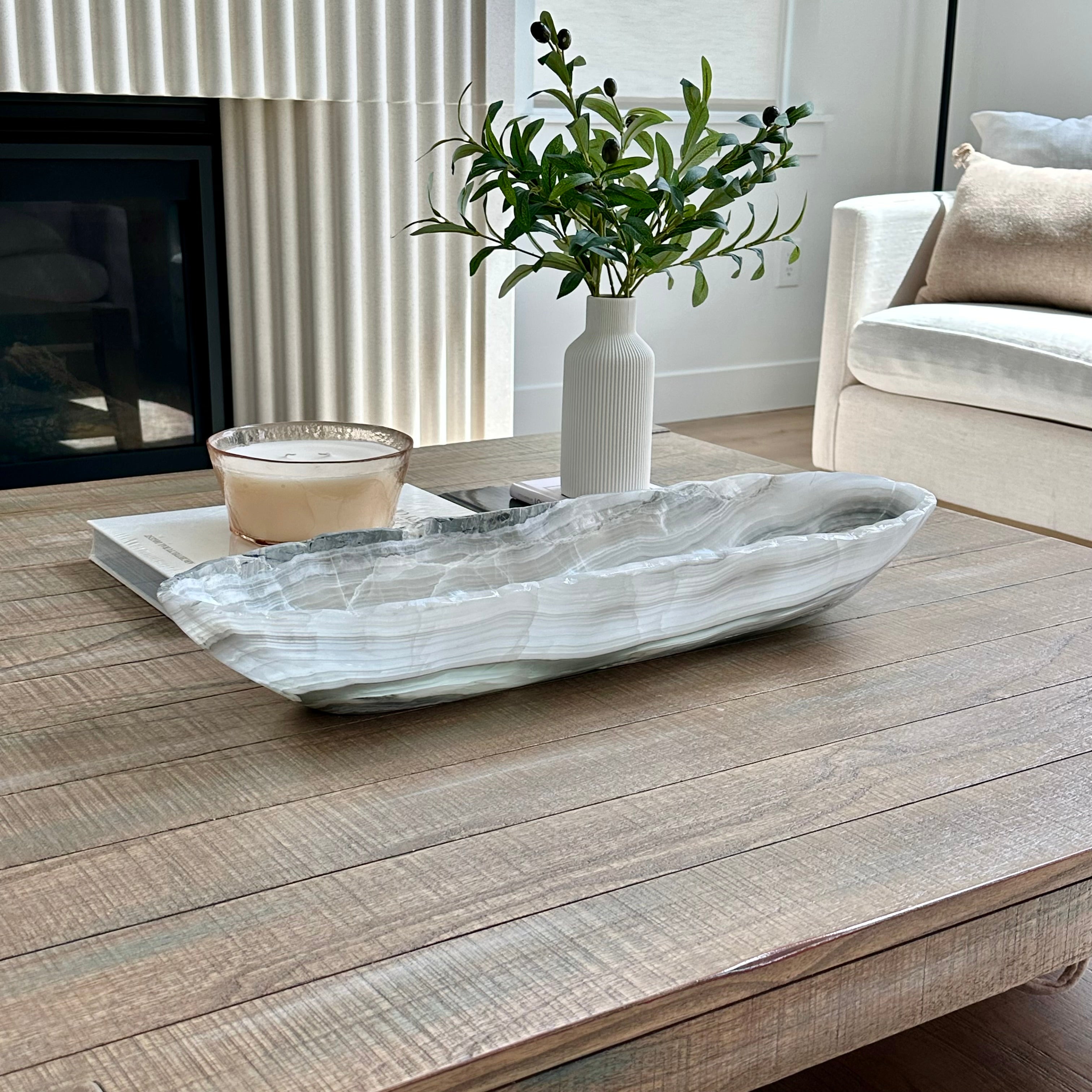 White Veined Onyx Bowl