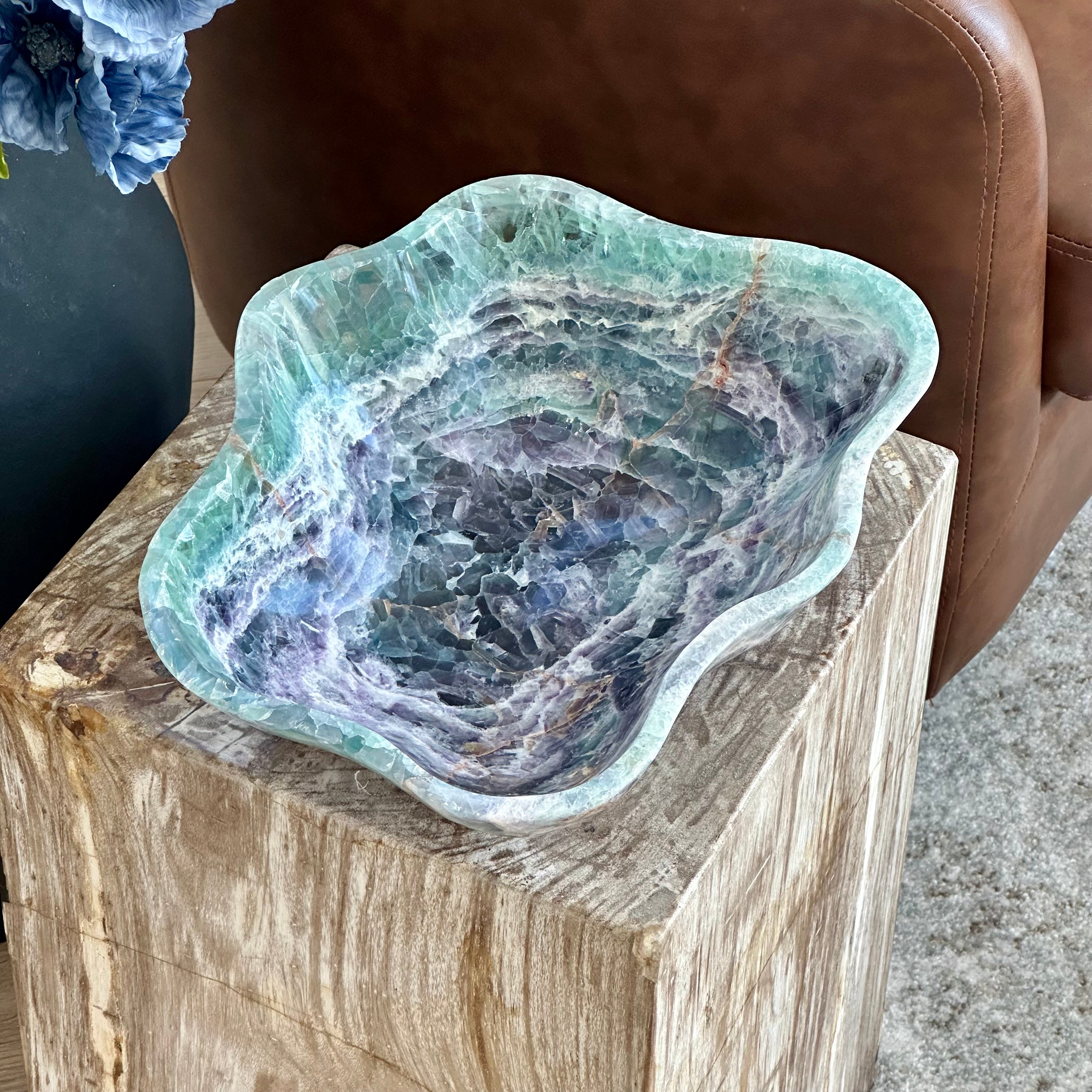 Fluorite Crystal Bowl – Hand-Carved Luxury Home Decor