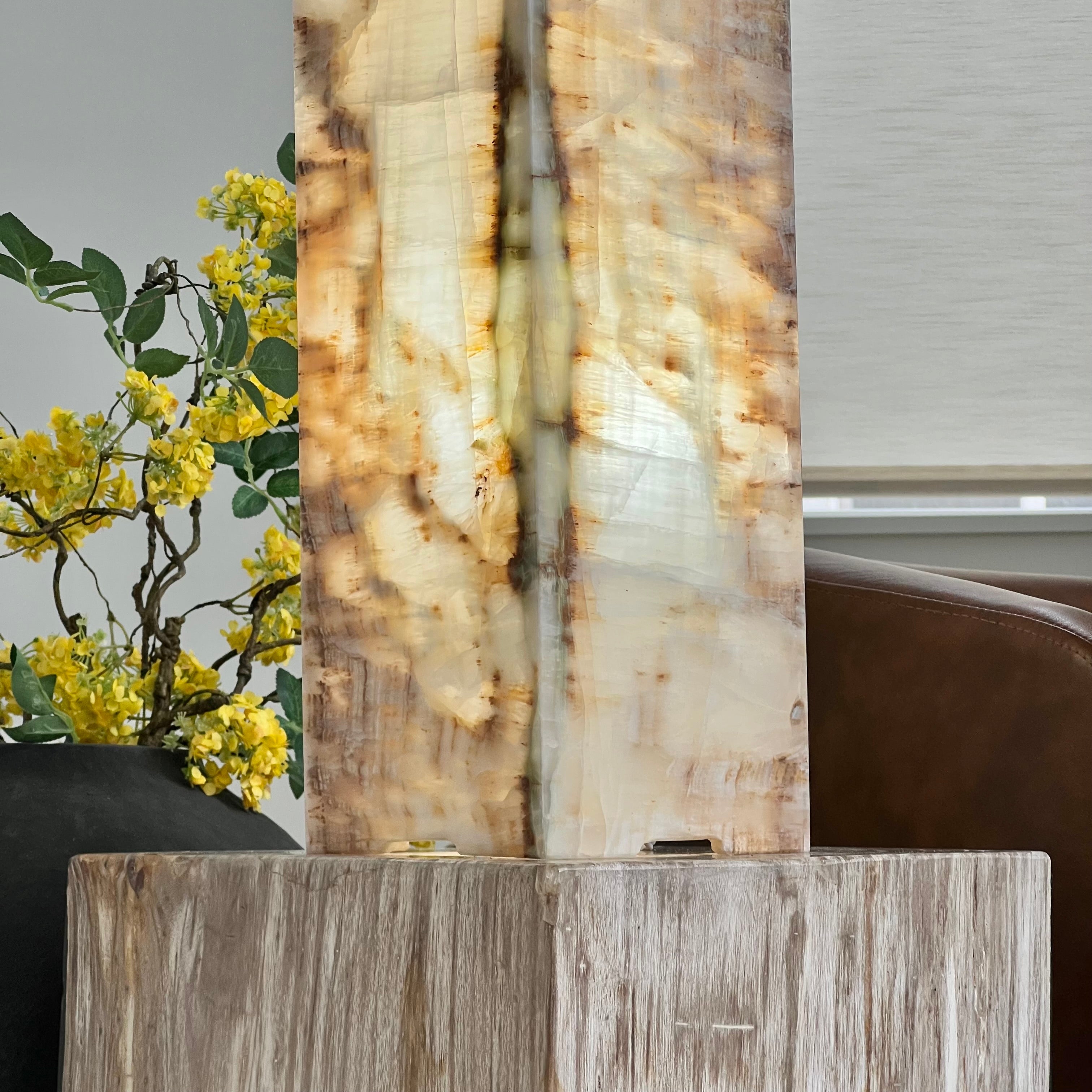 Amber & Cream Onyx Table Lamp
