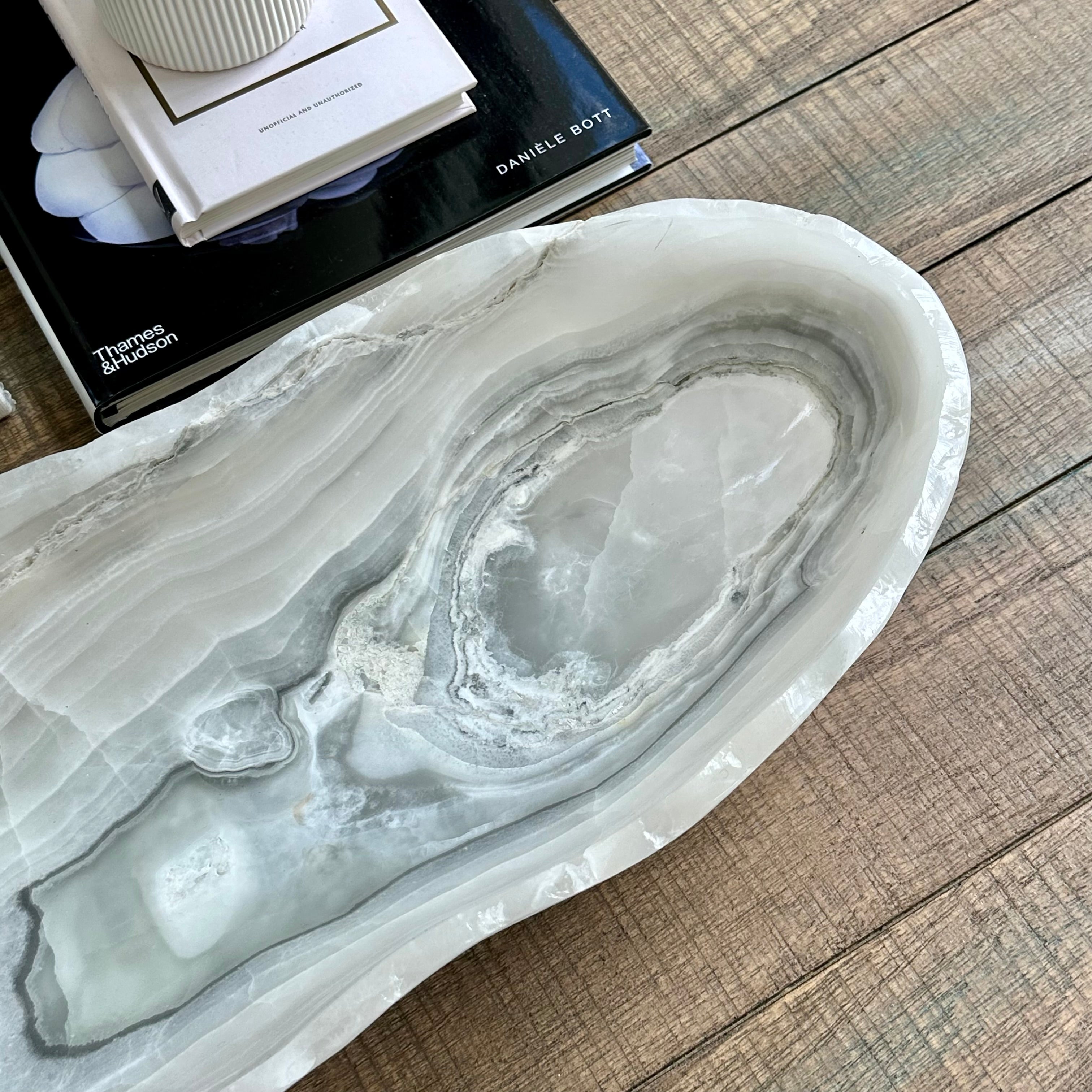 White Veined Onyx Bowl