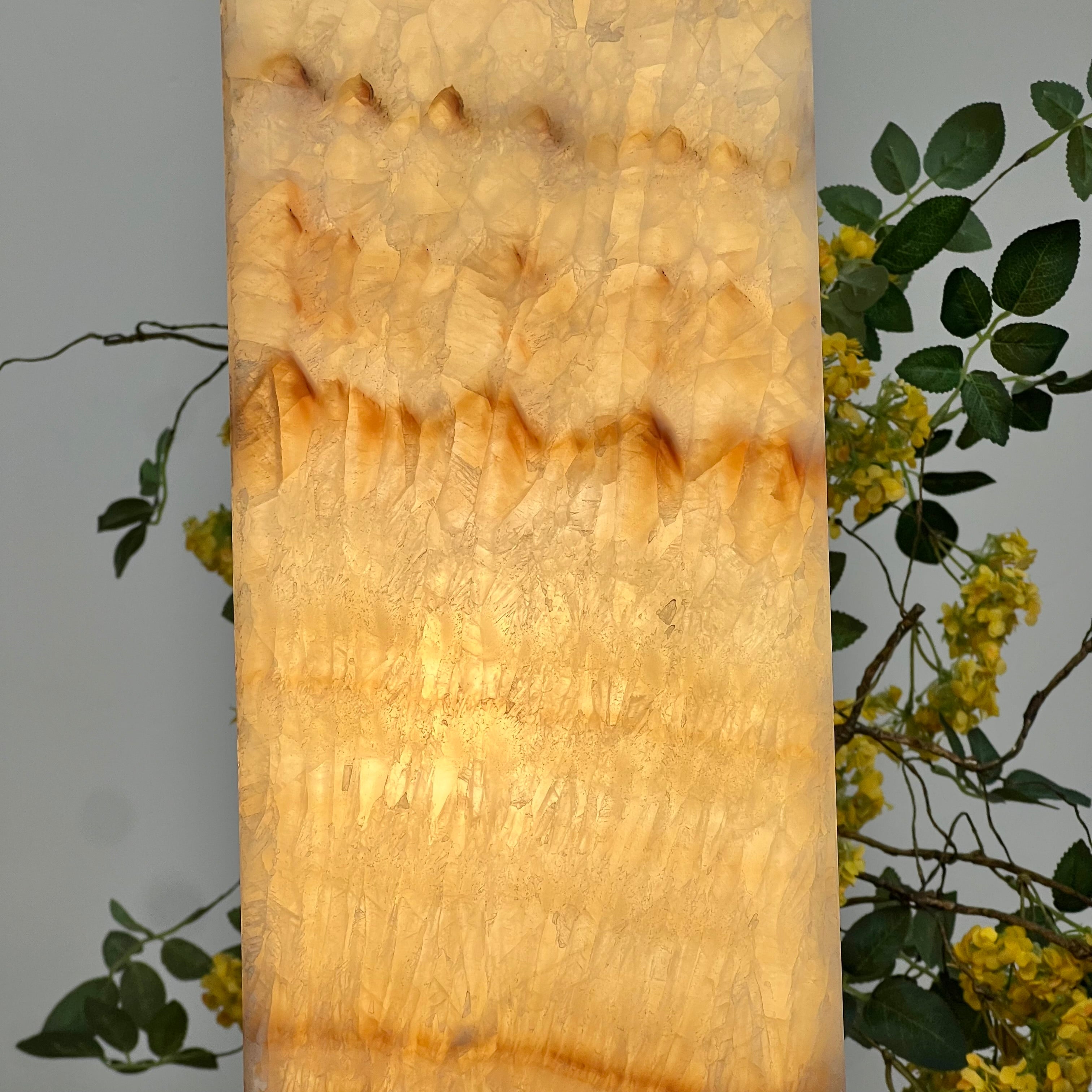 Amber & Cream Onyx Table Lamp – Handcrafted Natural Stone Lighting