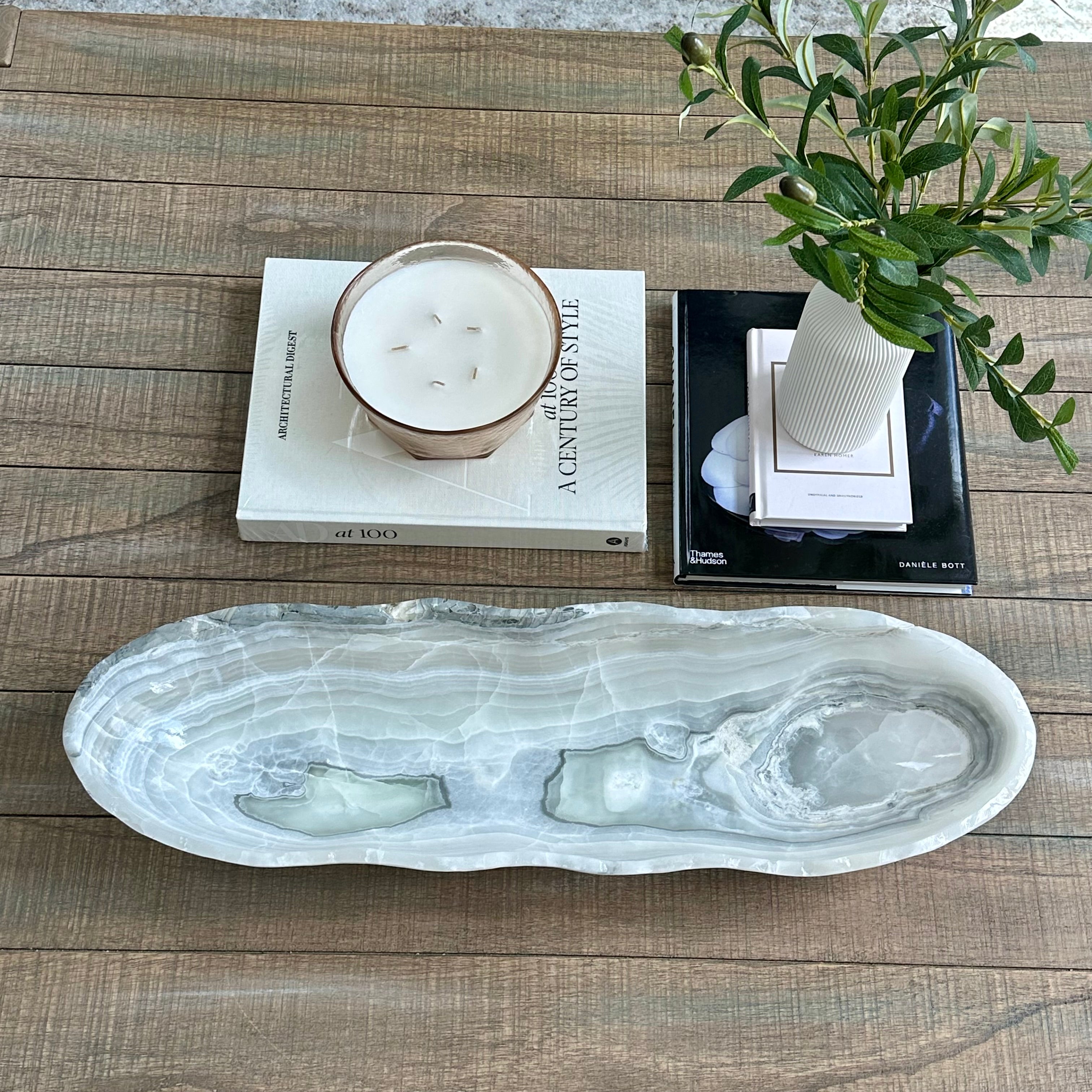 White Veined Onyx Bowl