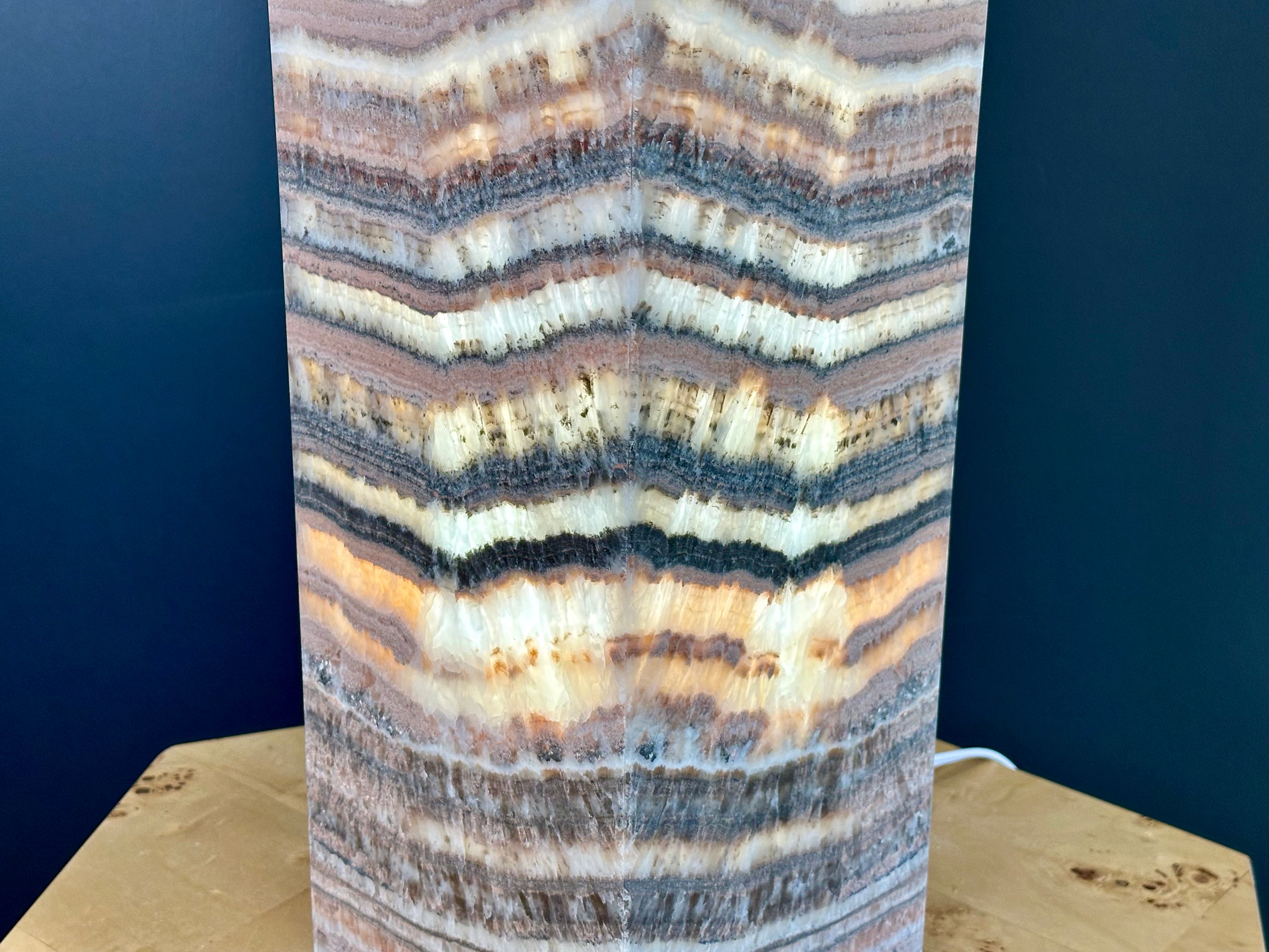Red and Black Onyx Lamp | Modern Home Decor Accent Lighting