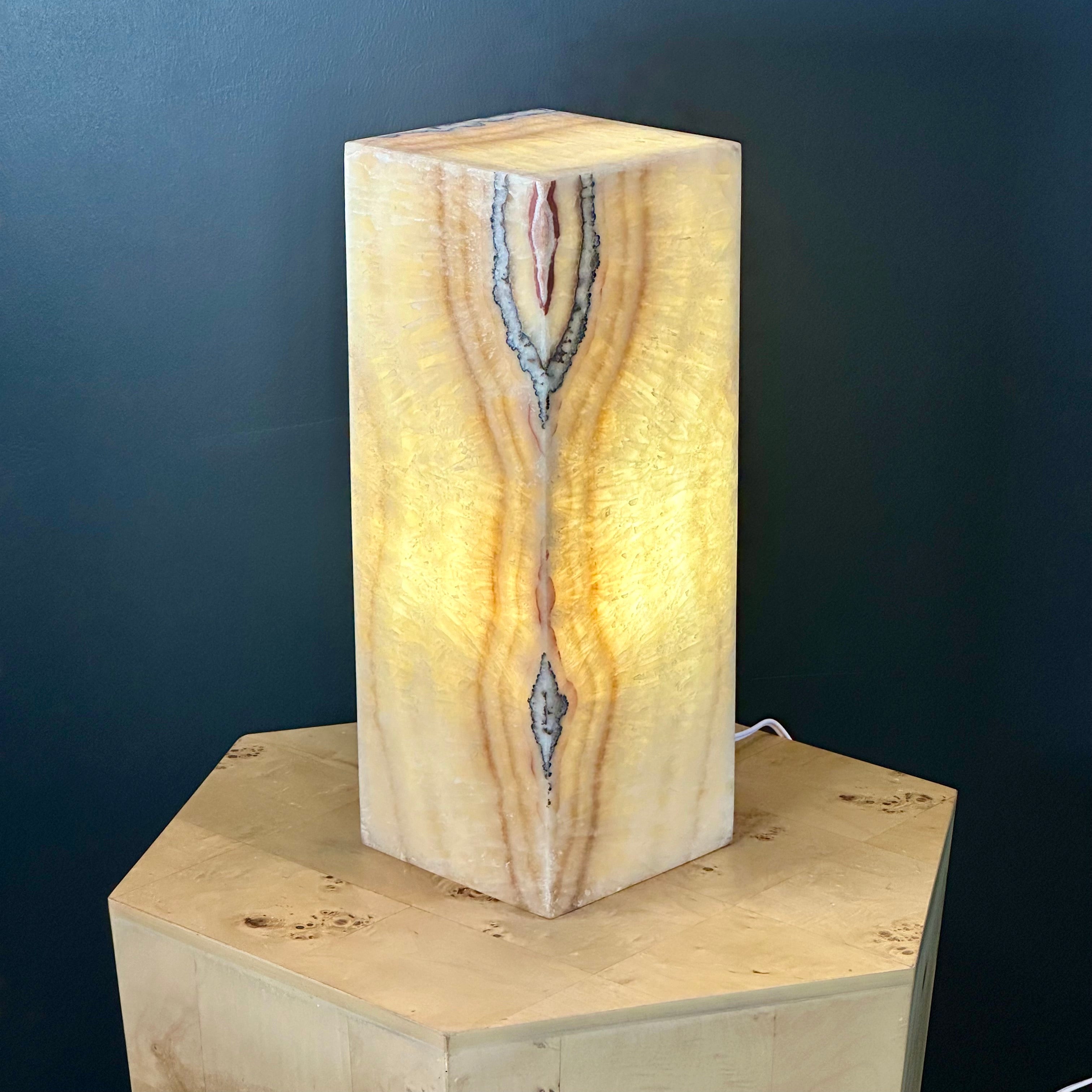 Banded Onyx Lamp - Handcrafted Natural Stone Lighting