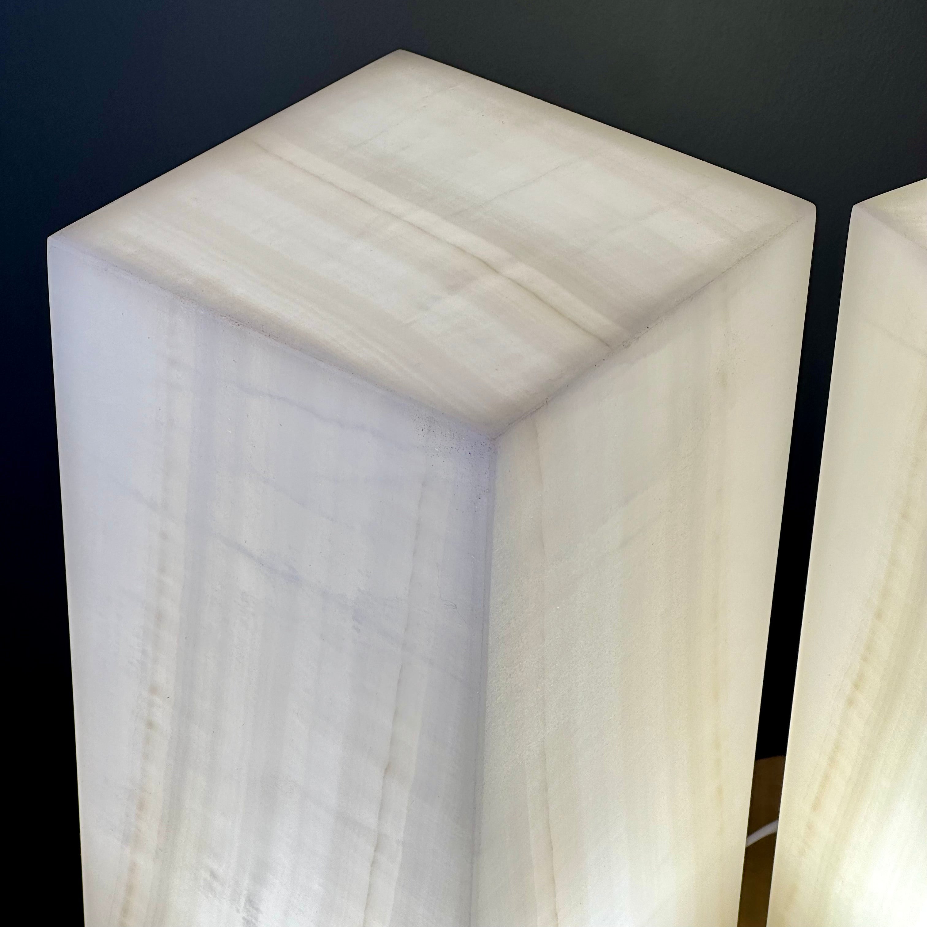 White Banded Onyx Lamps - Set of 2 Elegant Natural Stone Lighting