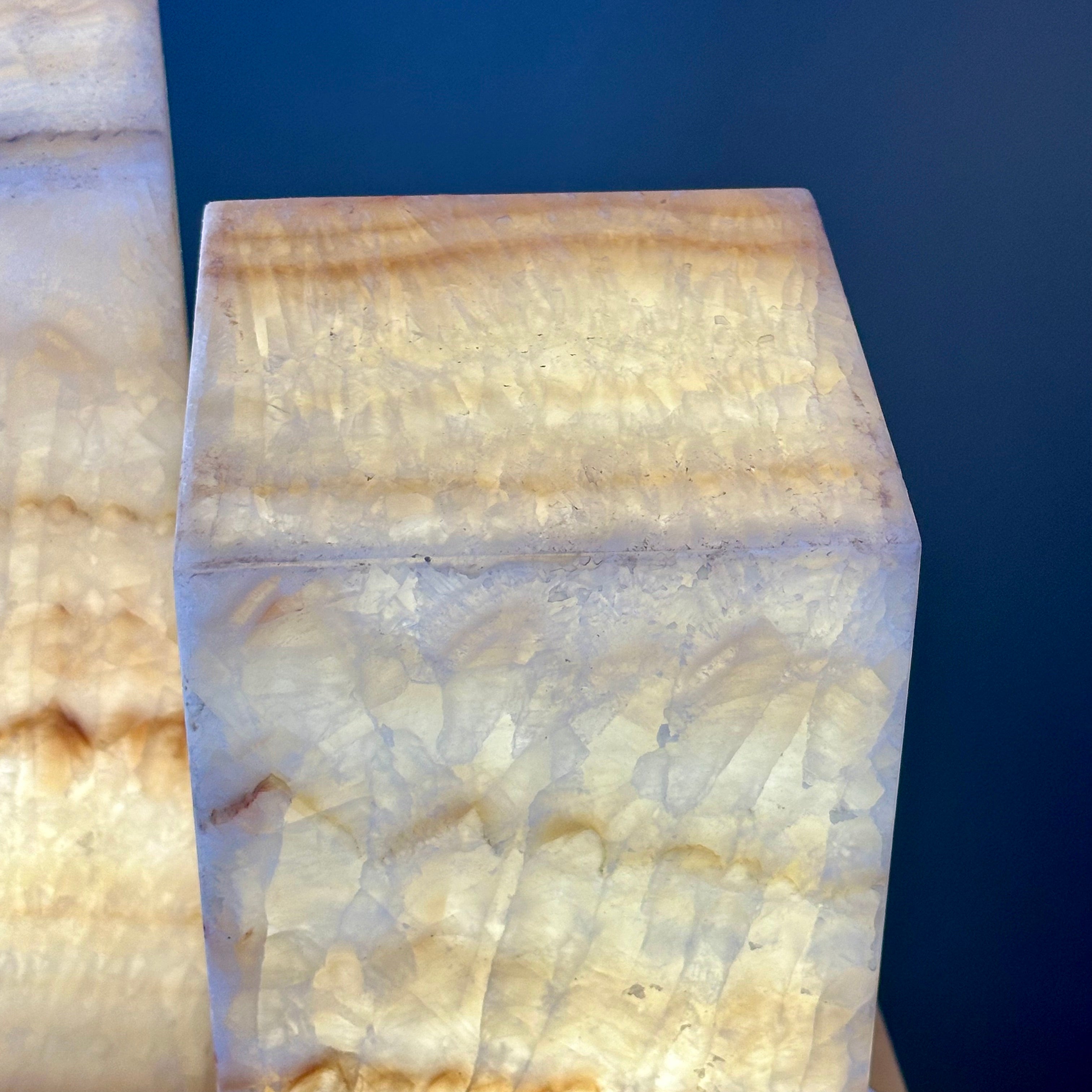 Beige Banded Onyx Lamps - Set of 2 Elegant Natural Stone Lighting