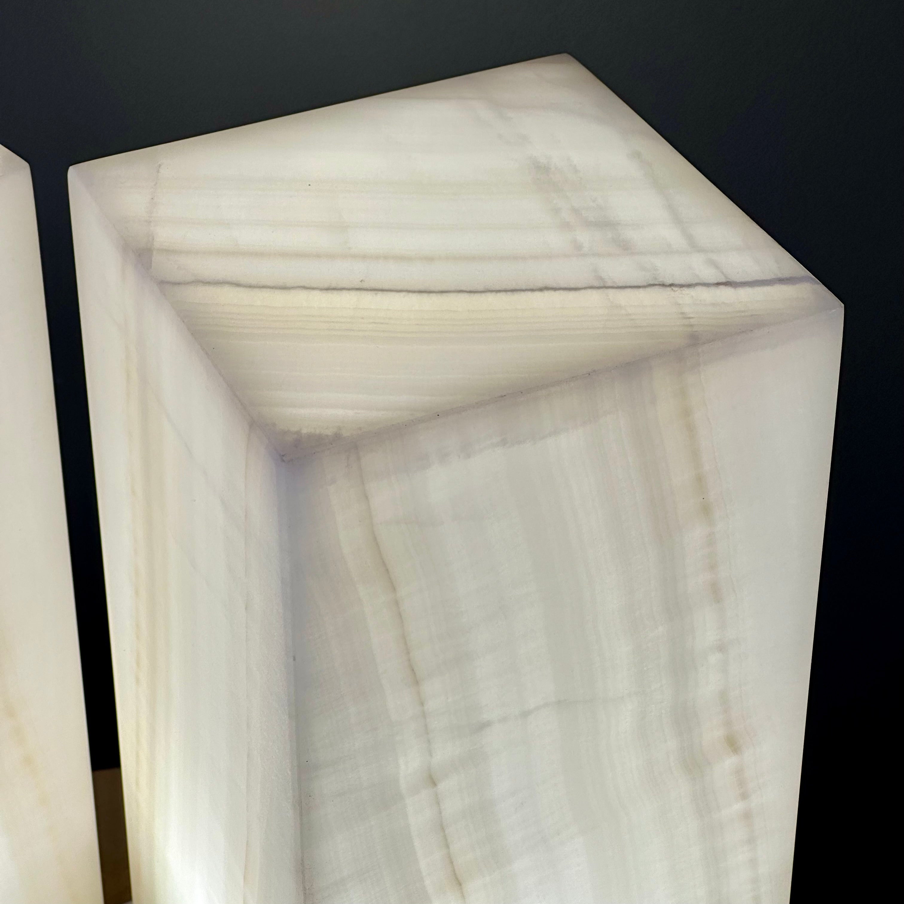 White Banded Onyx Lamps - Set of 2 Elegant Natural Stone Lighting