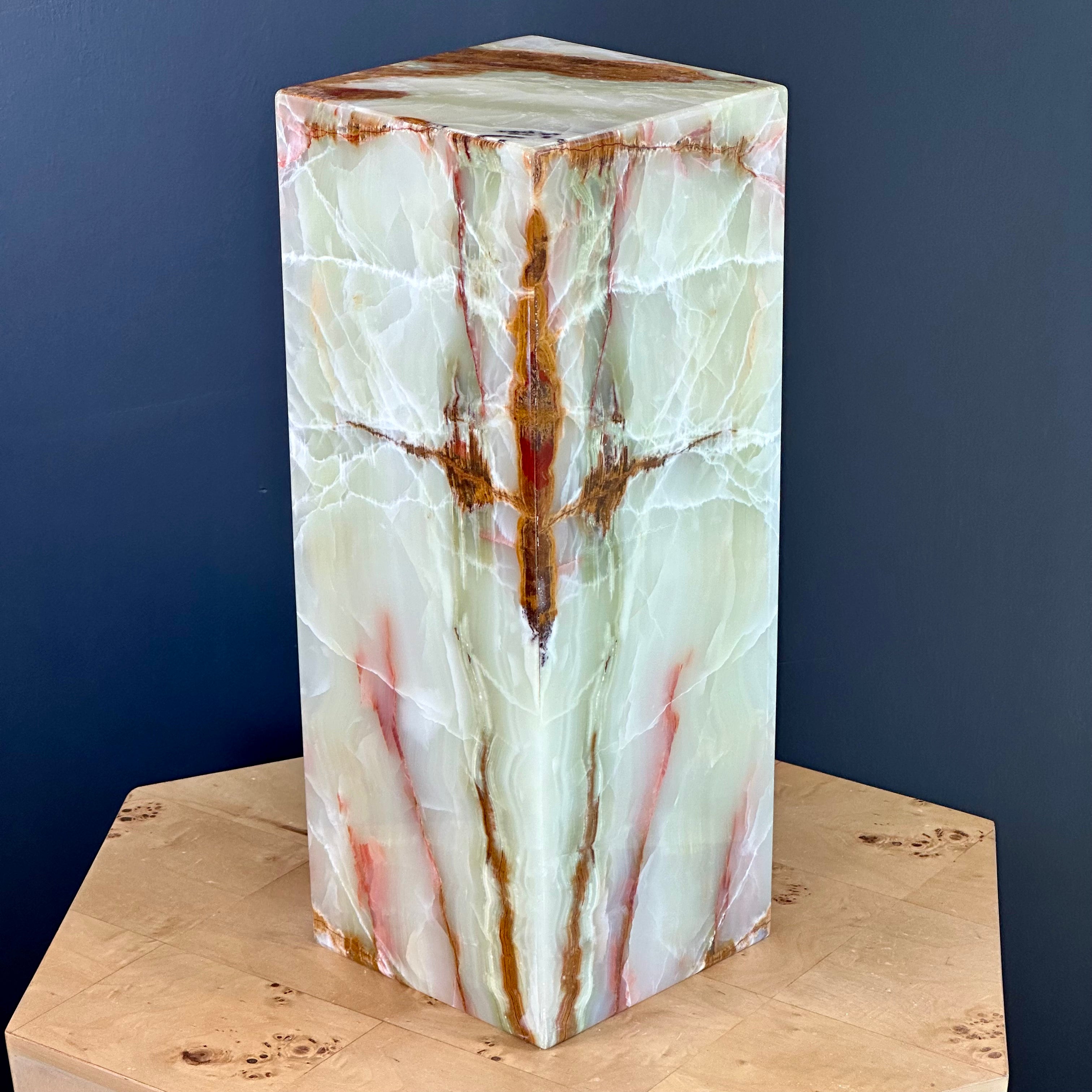 High Polish Green Onyx Lamp - Elegant Natural Stone Lighting for Home Decor