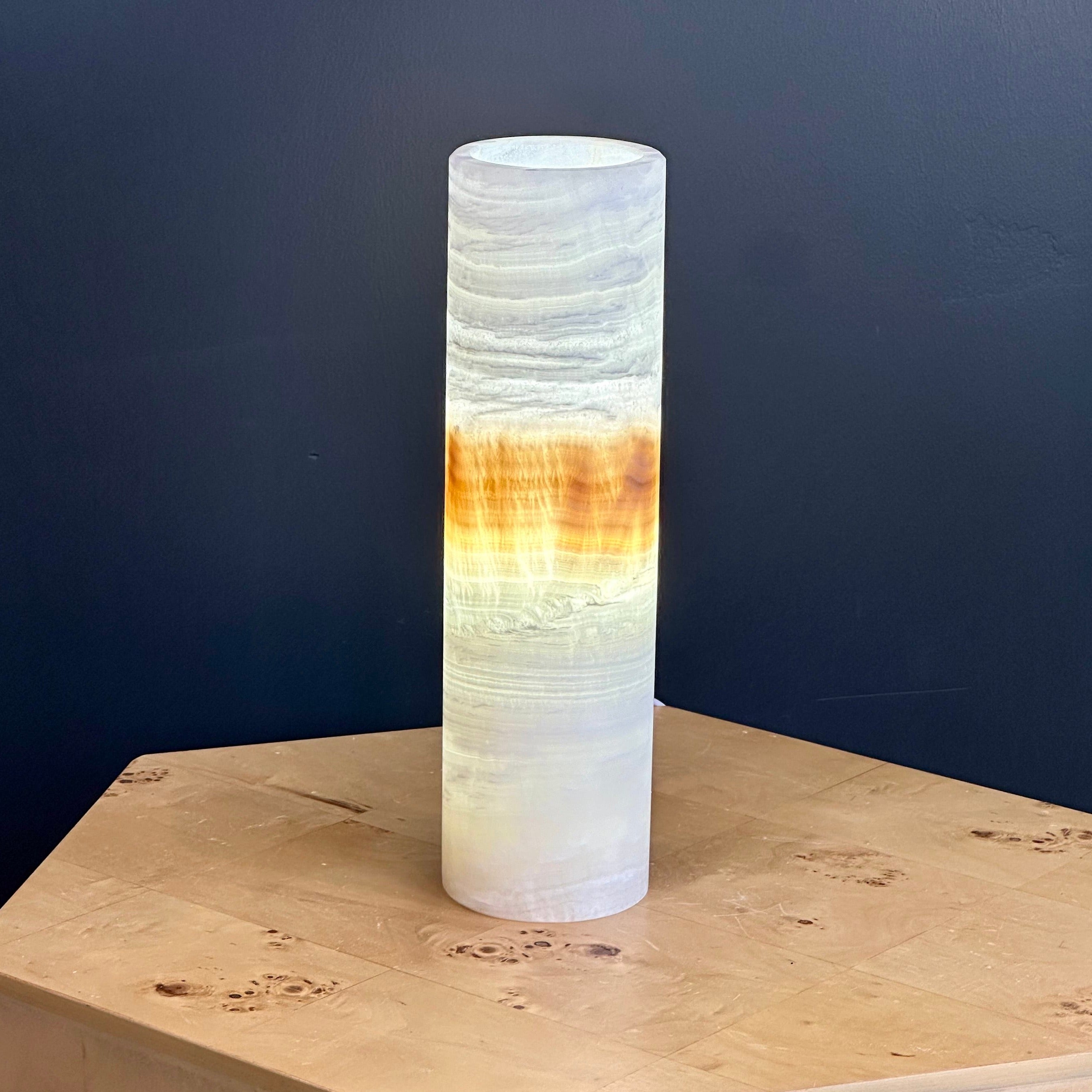 Banded Onyx Lamp - Handcrafted Natural Stone Lighting