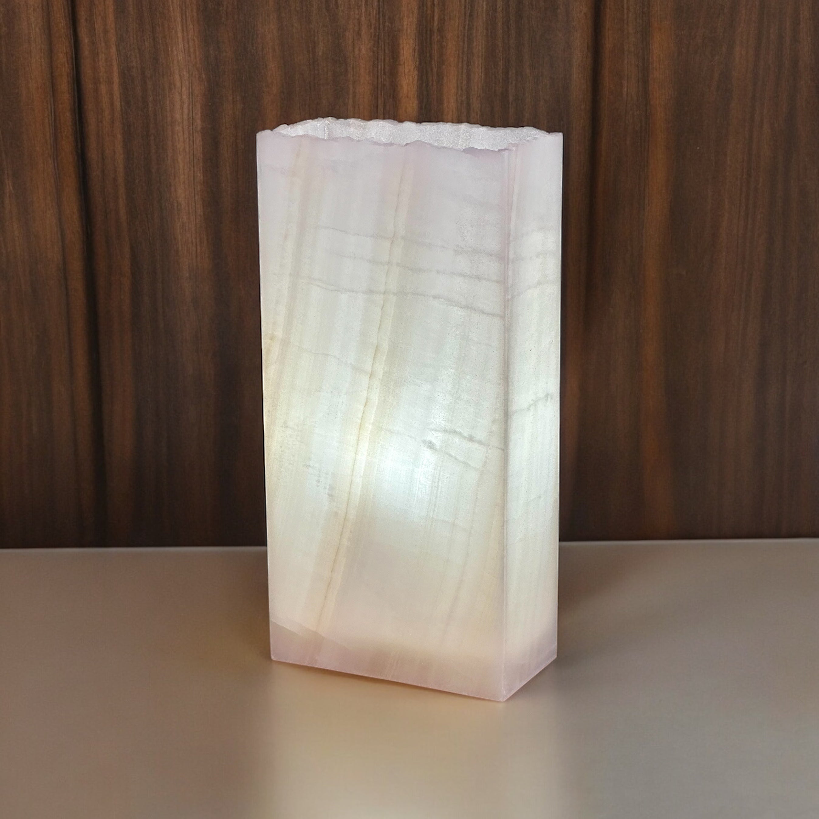 Natural Edge White Onyx Lamp - Handcrafted Stone Lighting
