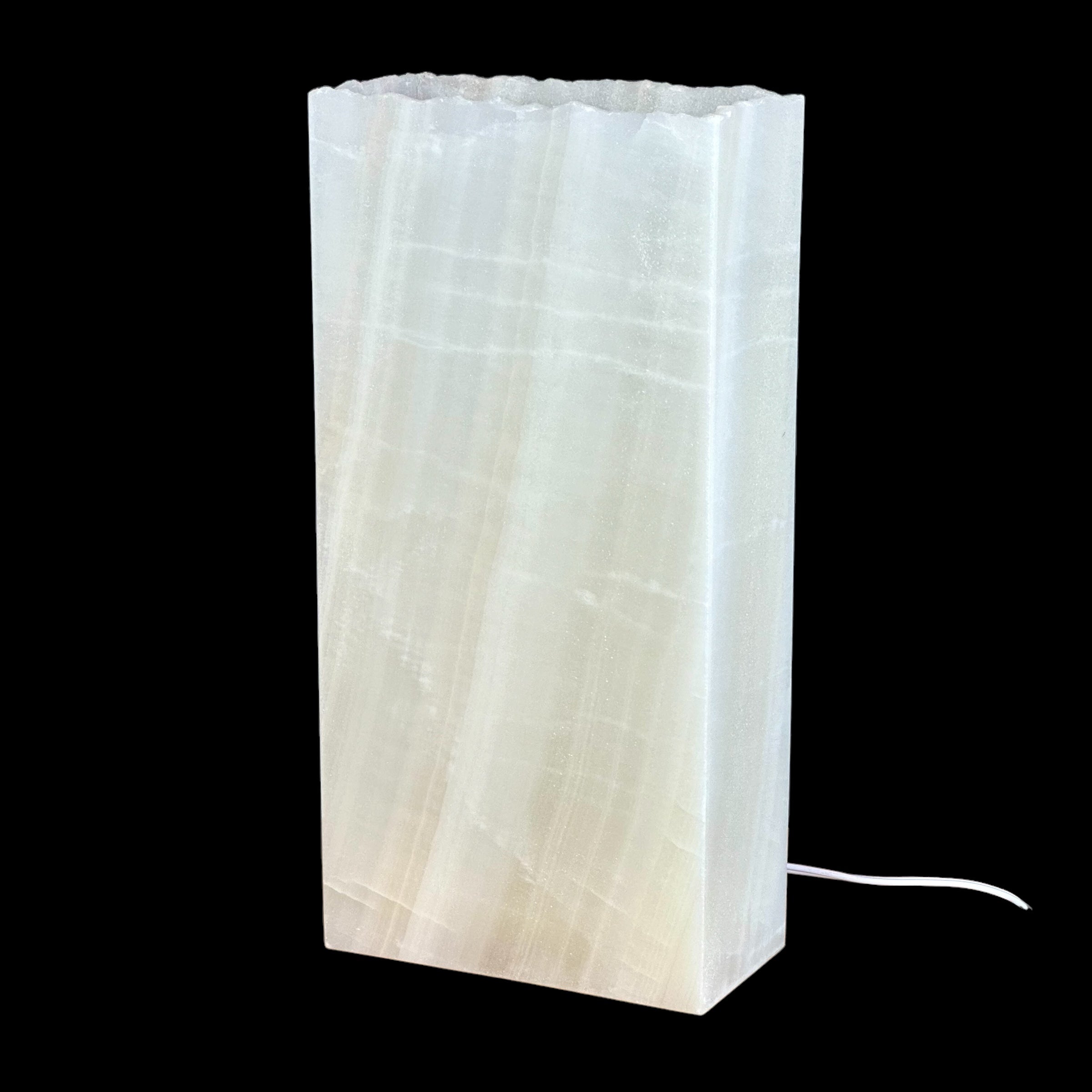 Natural Edge White Onyx Lamp - Handcrafted Stone Lighting