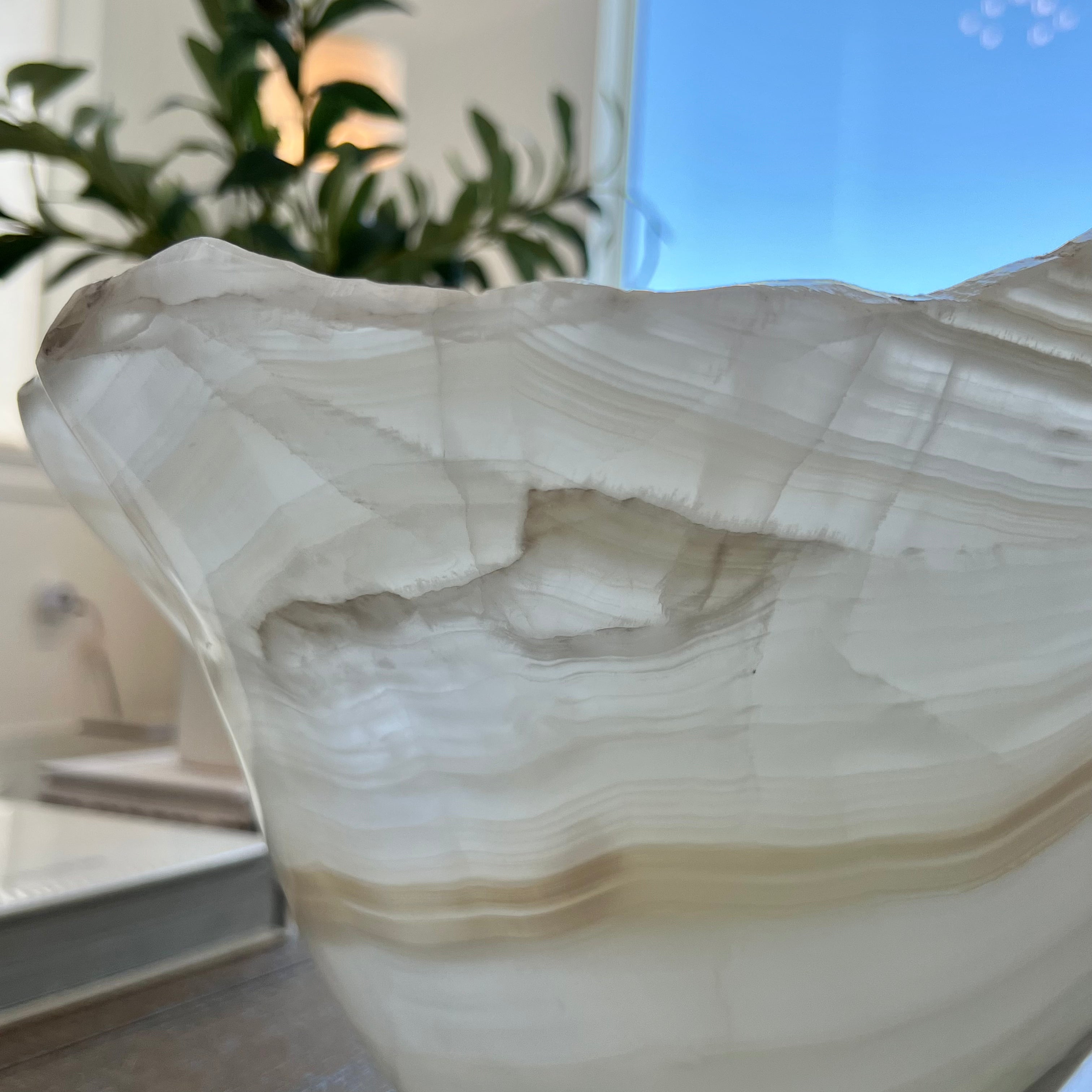 Hand-Carved XL Onyx Display Bowl – 18" Natural Stone Centerpiece