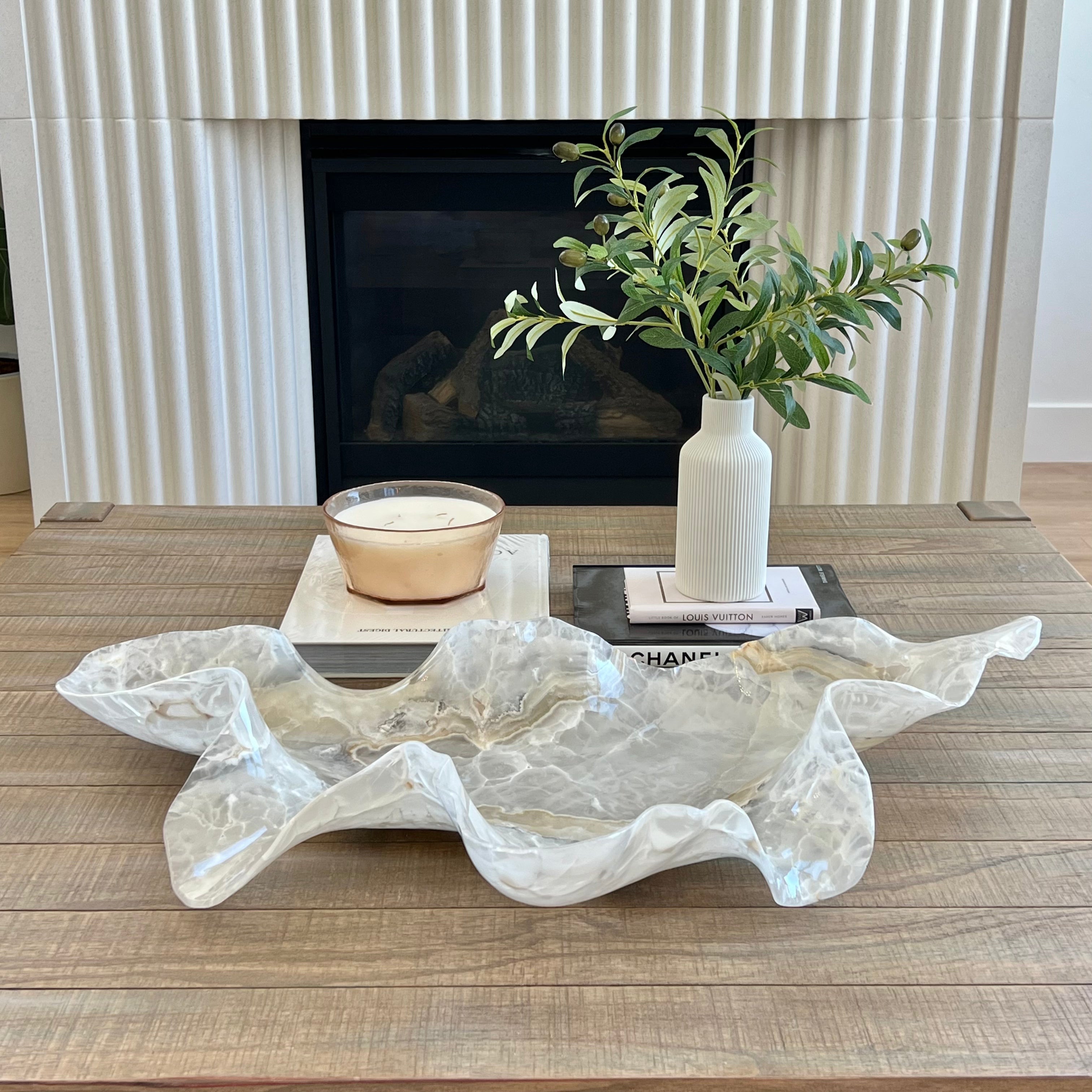 Oversized Hand-Carved Onyx Bowl – 32" Natural Stone Centerpiece