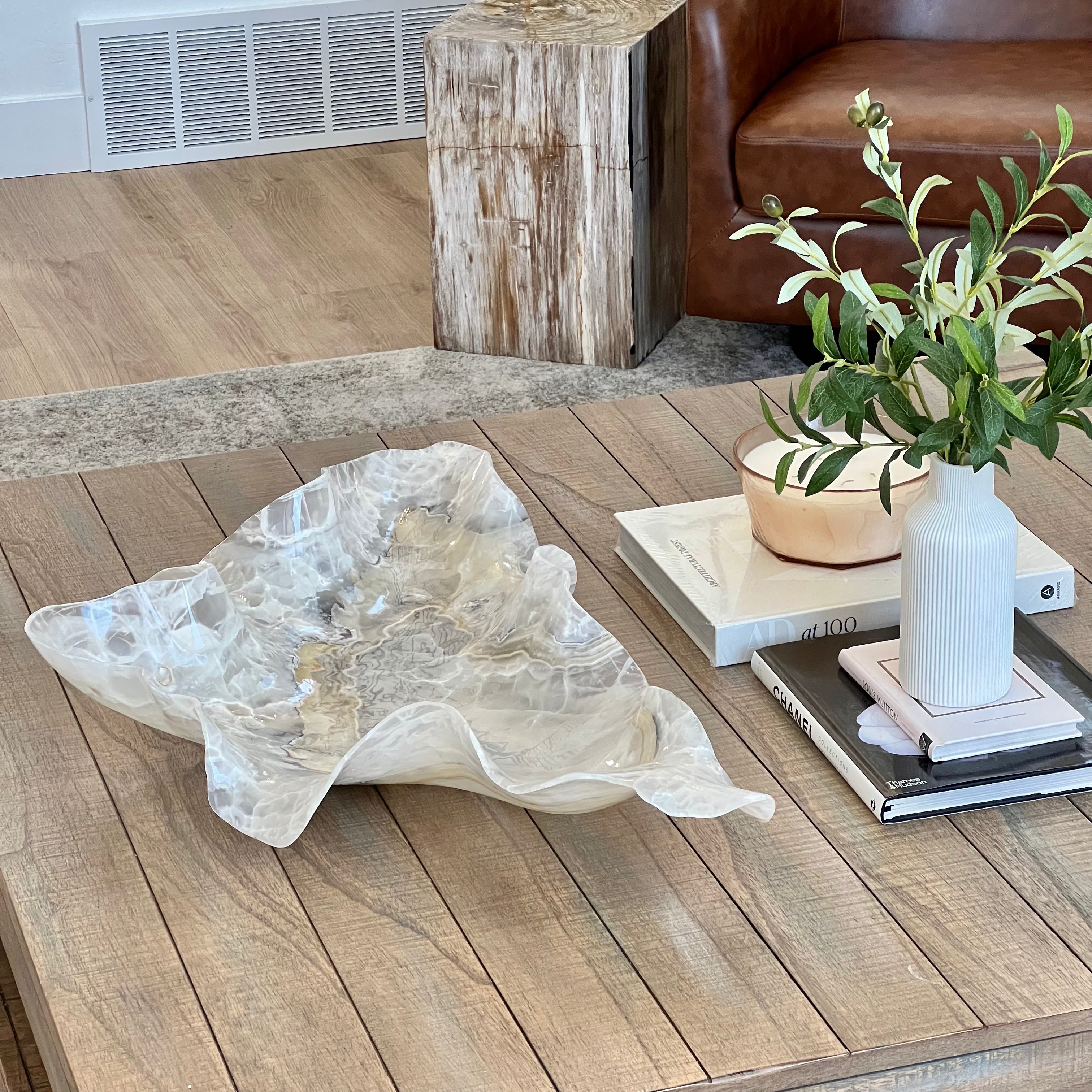 Oversized Hand-Carved Onyx Bowl – 32" Natural Stone Centerpiece