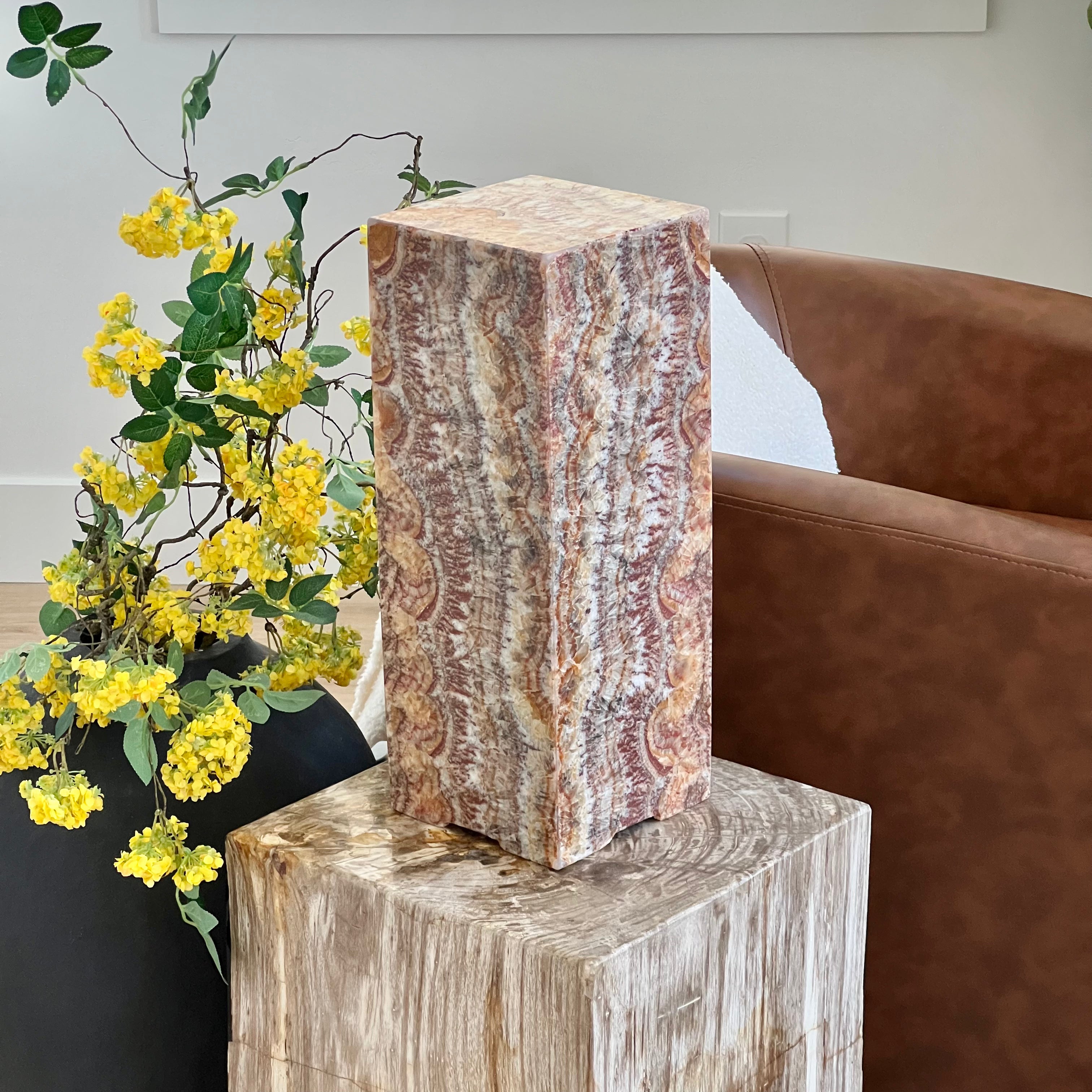 Moody Red Onyx Lamp – Handcrafted Natural Stone Accent with Deep Amber & Crimson Tones