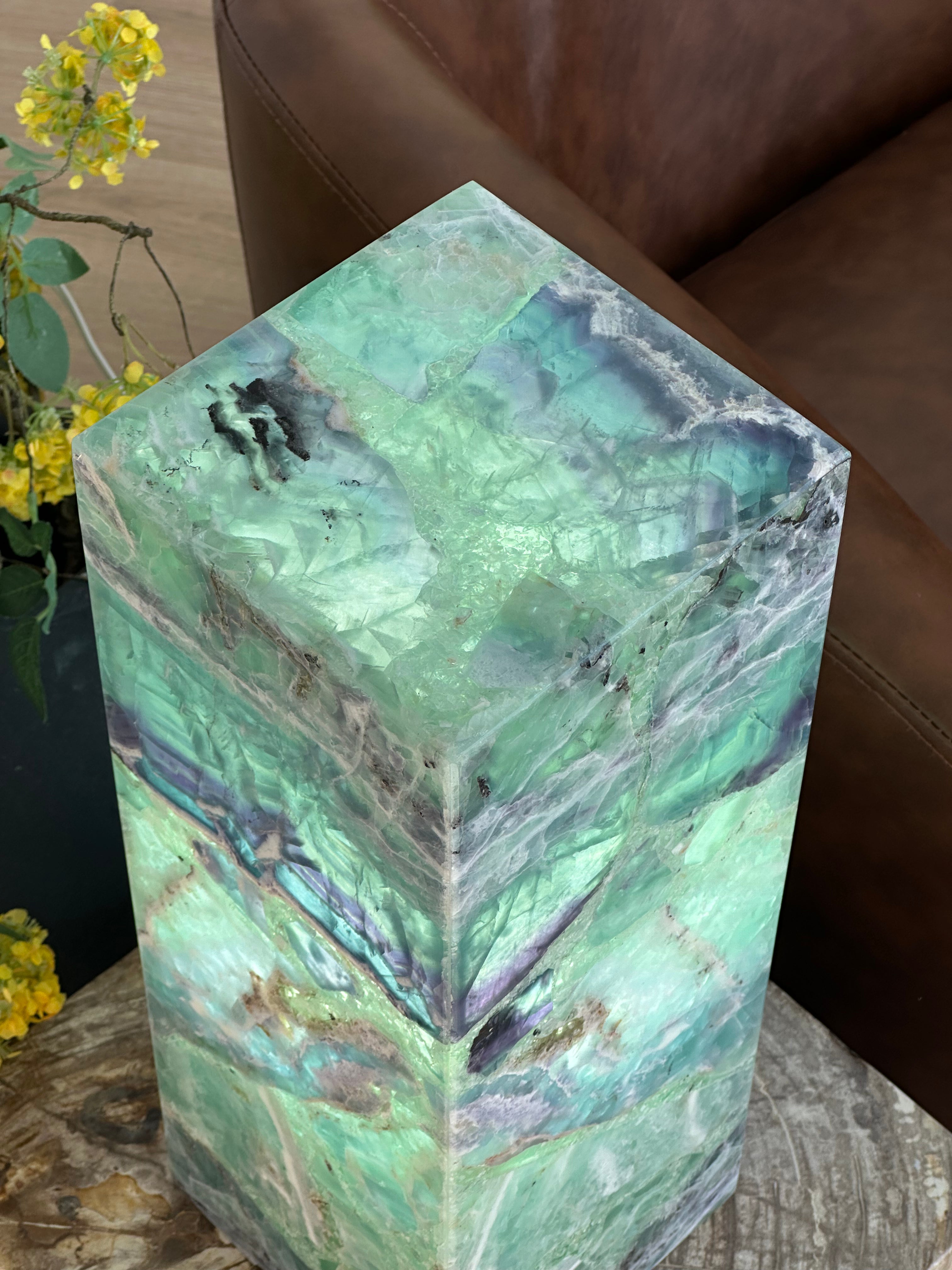 Sea Foam Fluorite Lamp