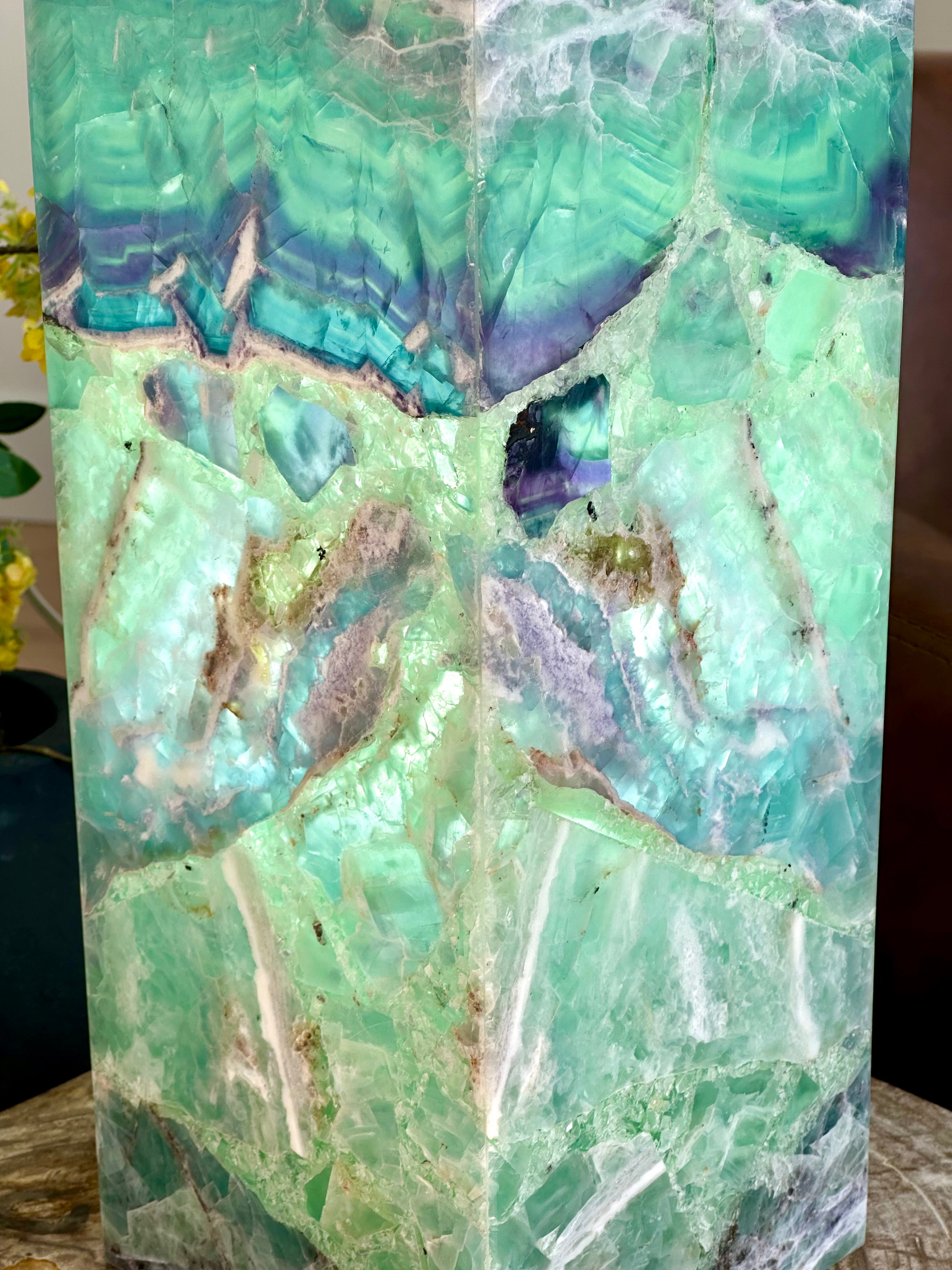 Sea Foam Fluorite Lamp