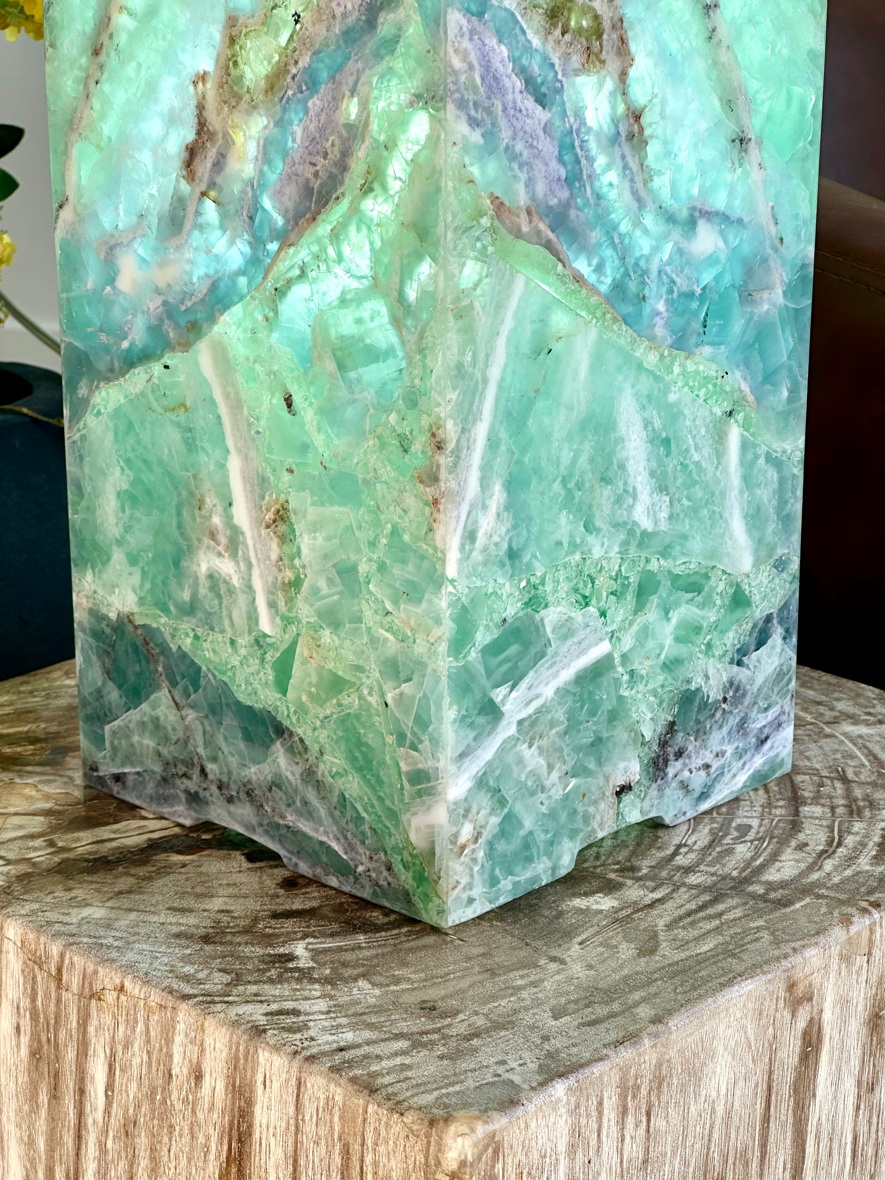 Sea Foam Fluorite Lamp