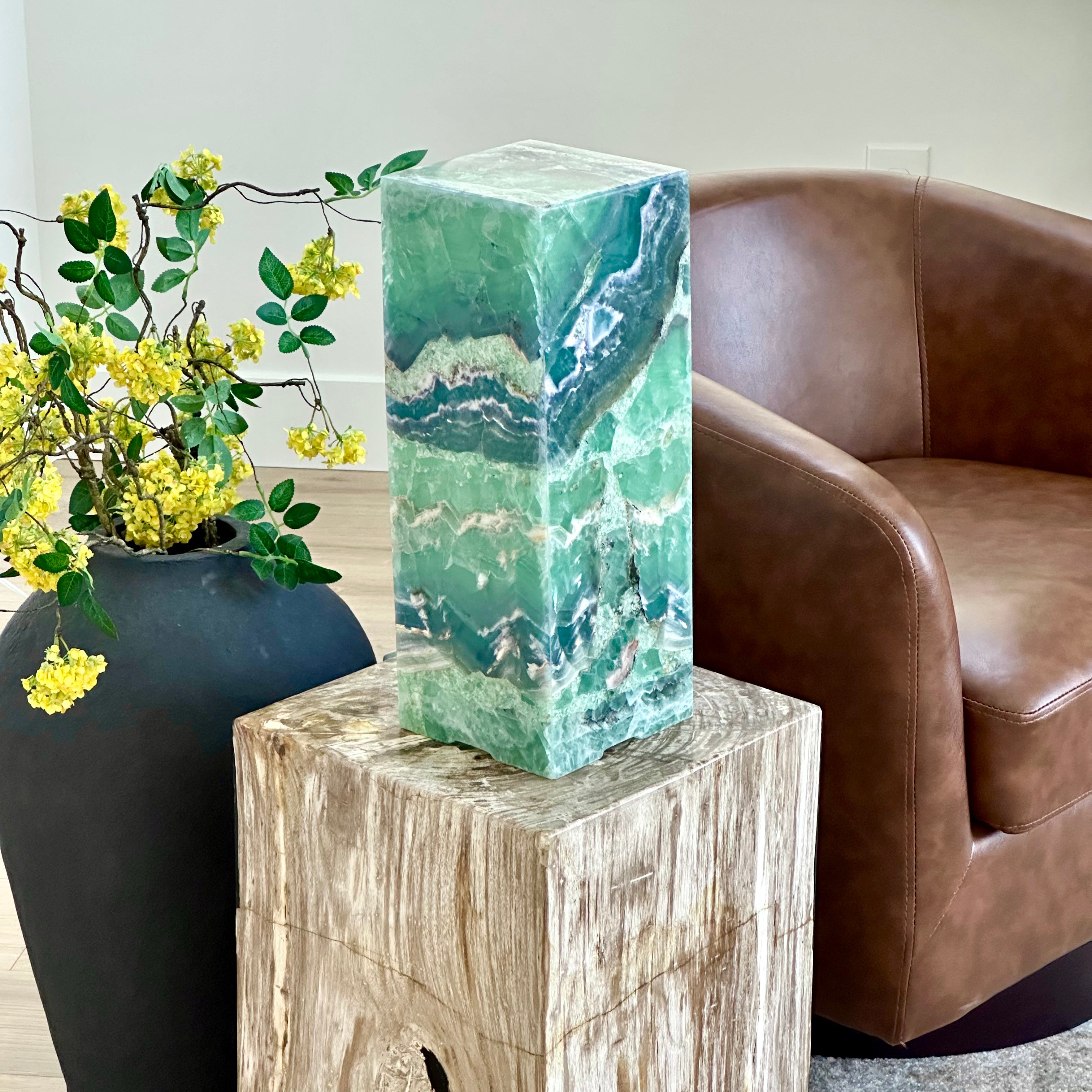 Sea Foam Fluorite Lamp