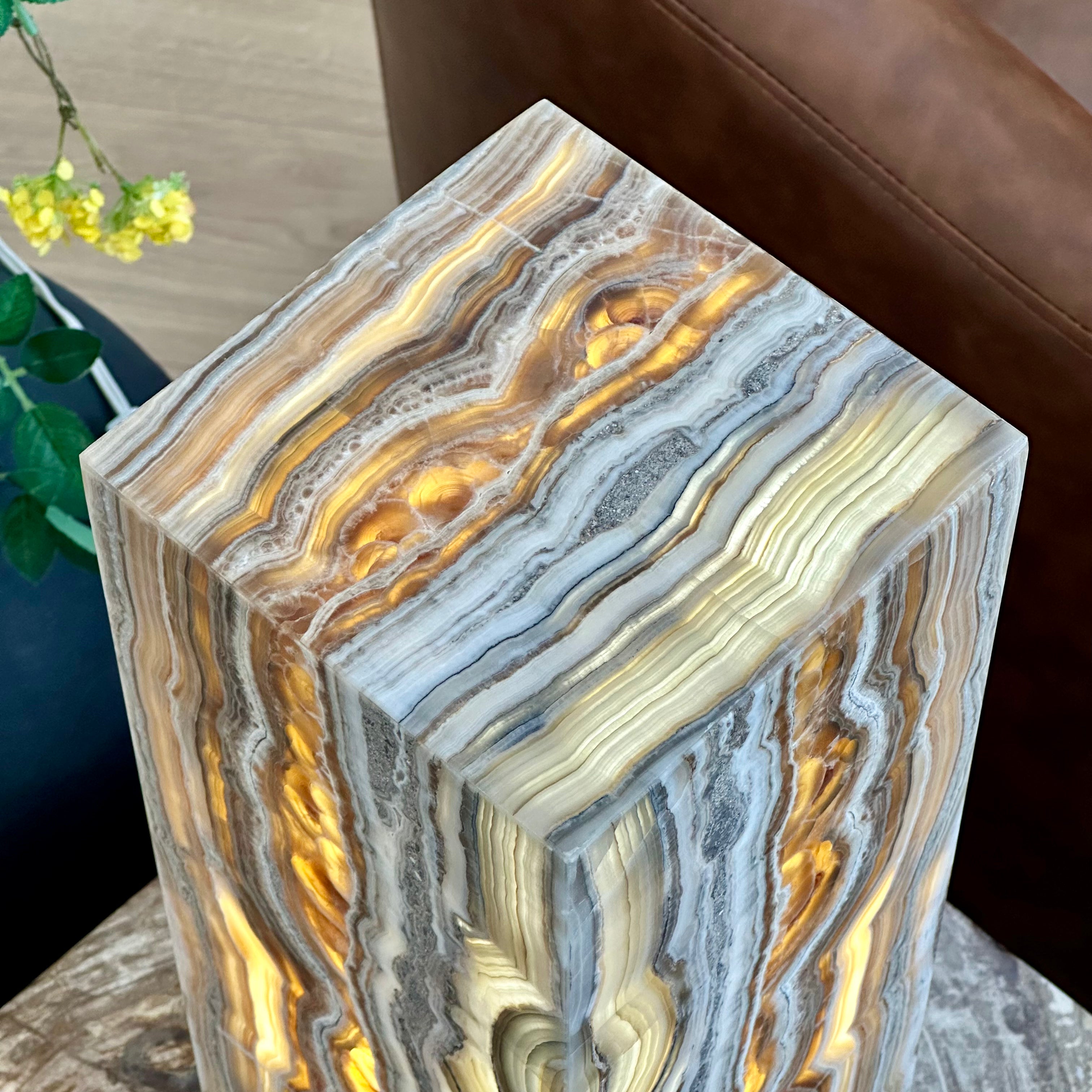 Rare Amber Banded Onyx Lamp
