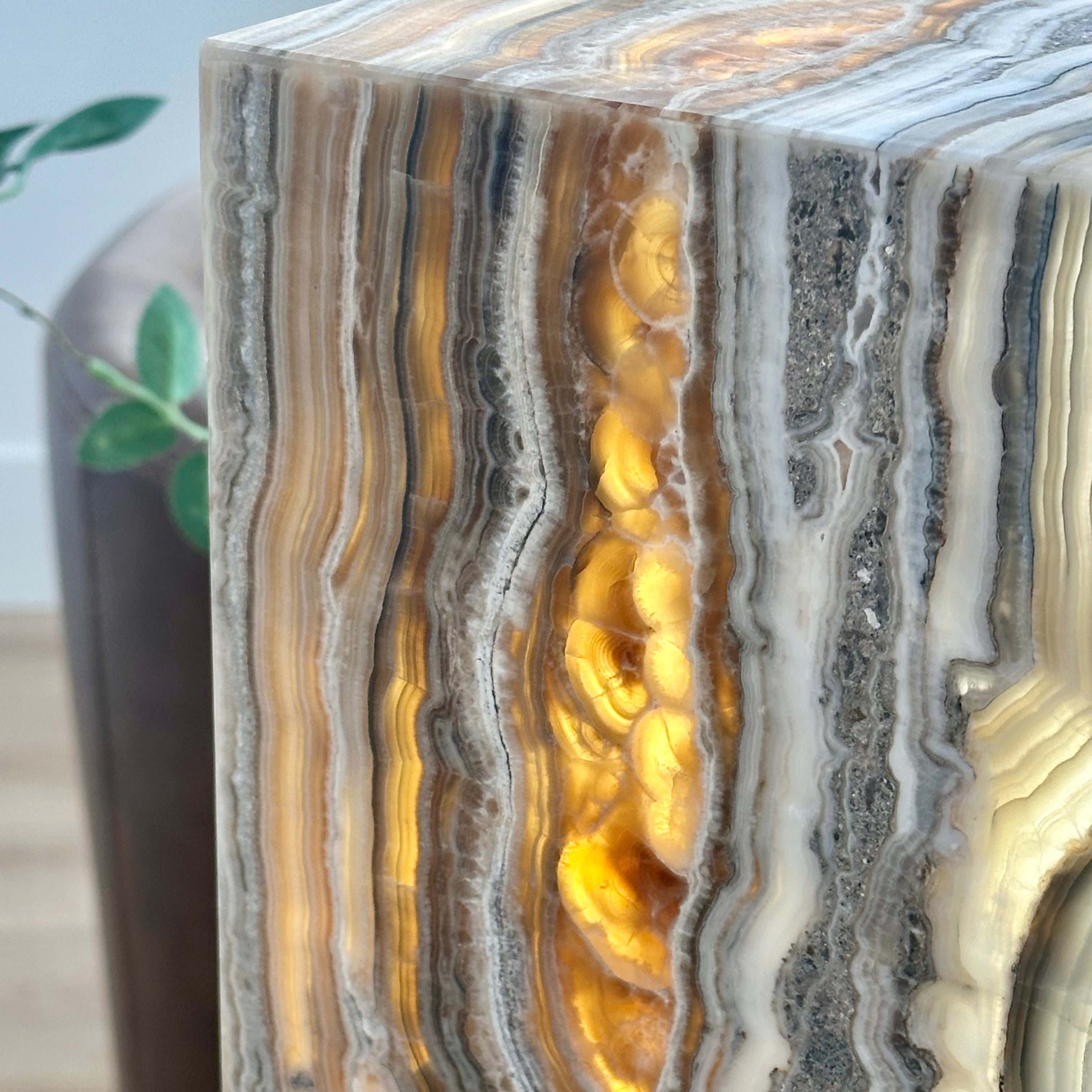 Rare Amber Banded Onyx Lamp