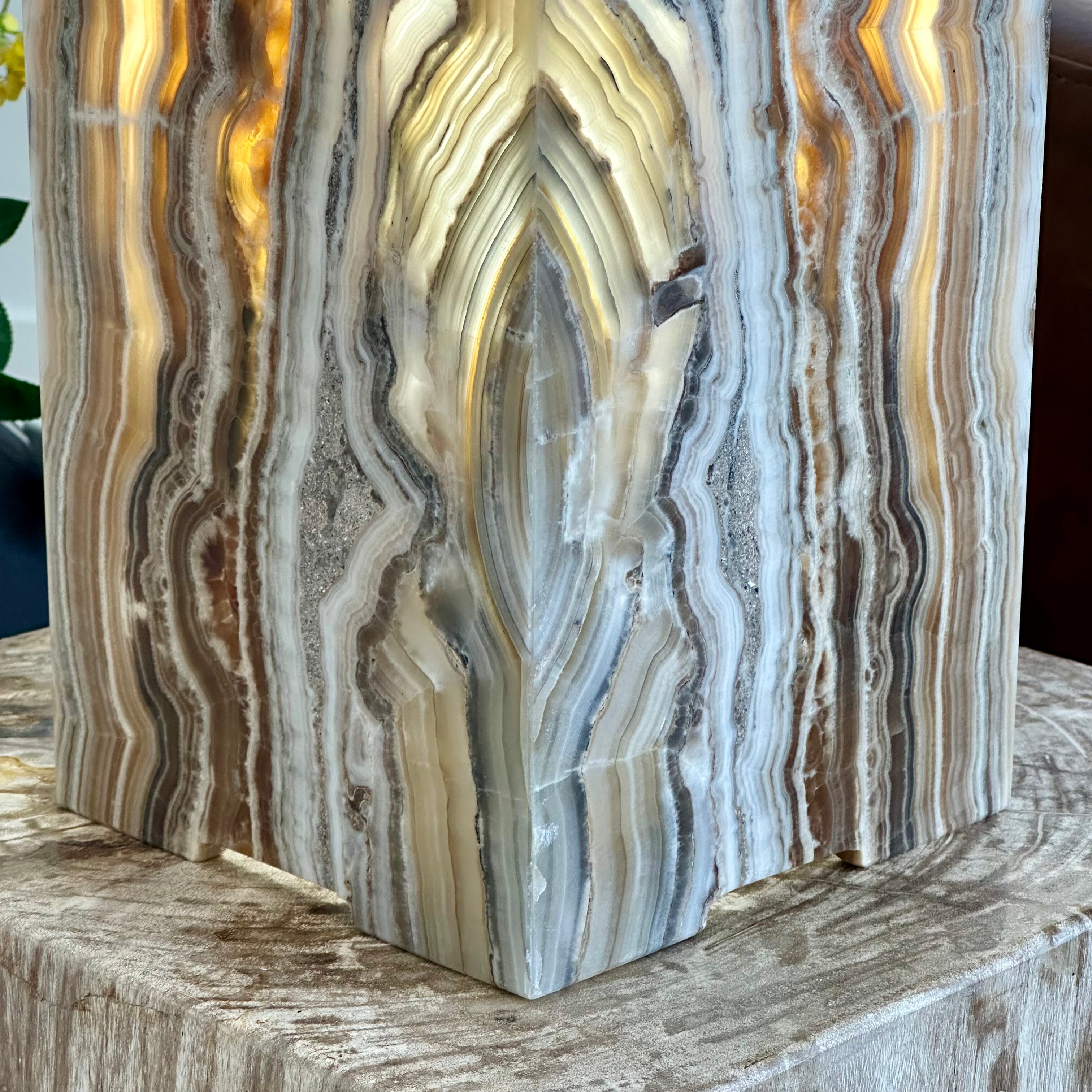 Rare Amber Banded Onyx Lamp