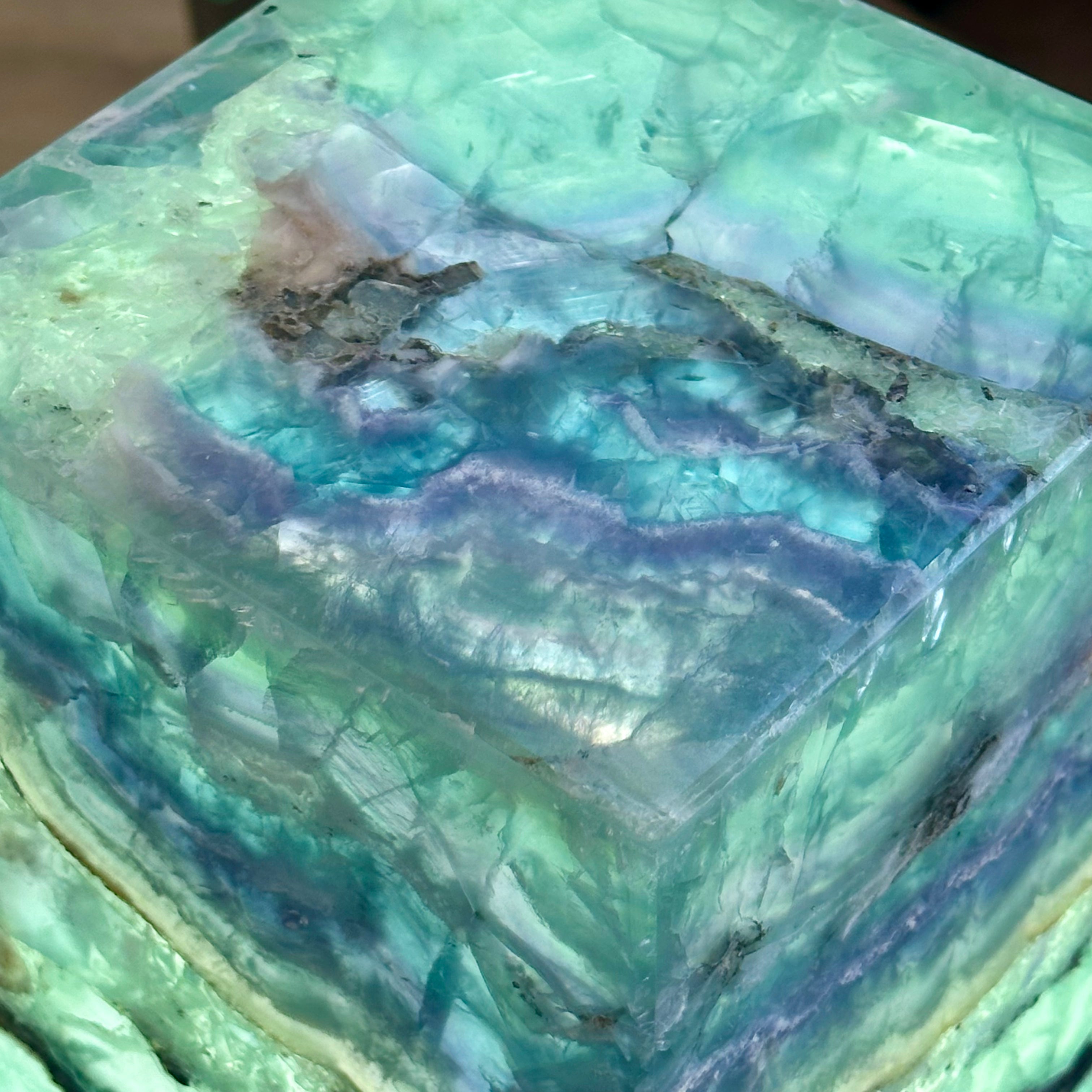 Sea Foam Fluorite Onyx Lamp – 16" Hand-Carved Natural Stone Sculpture