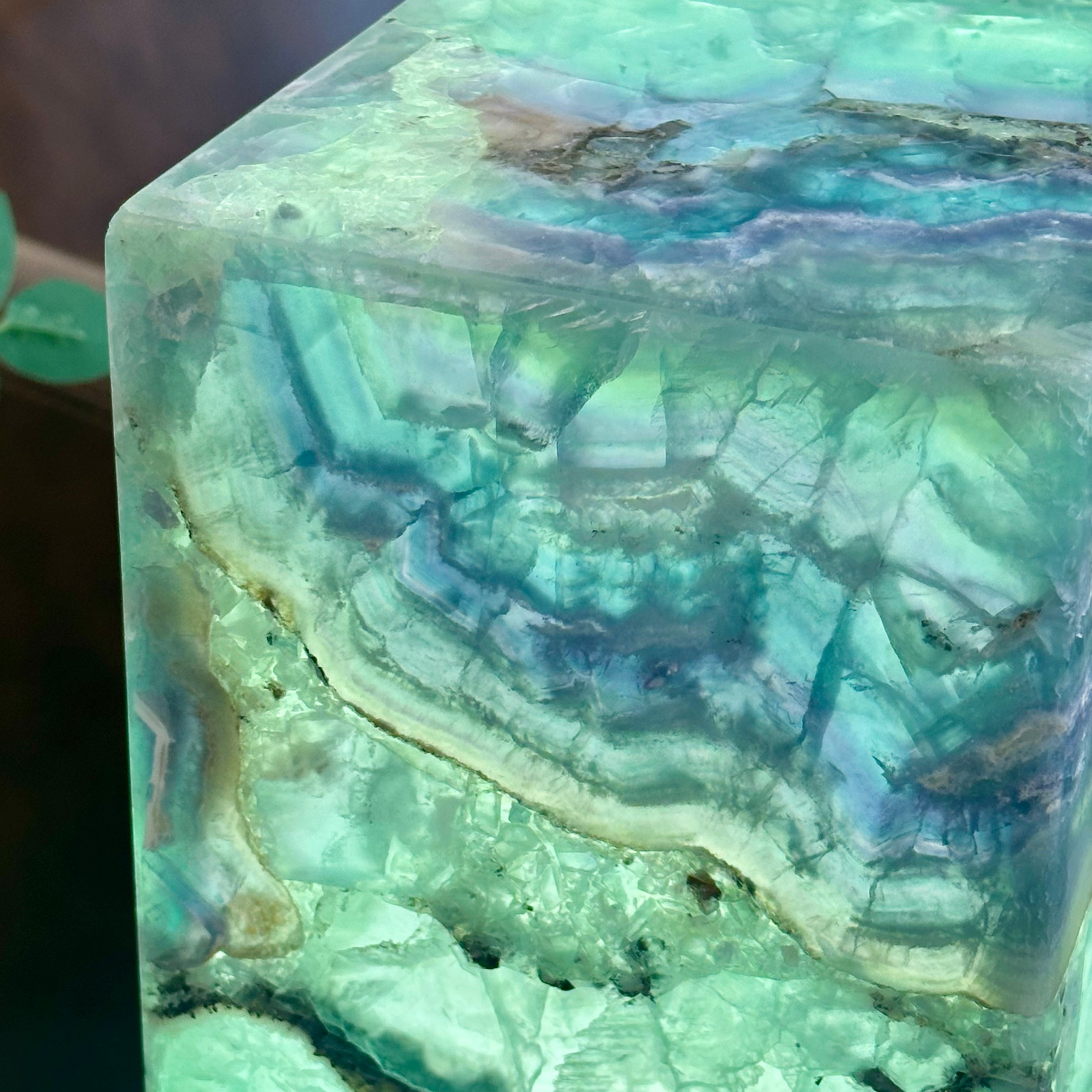 Sea Foam Fluorite Onyx Lamp – 16" Hand-Carved Natural Stone Sculpture