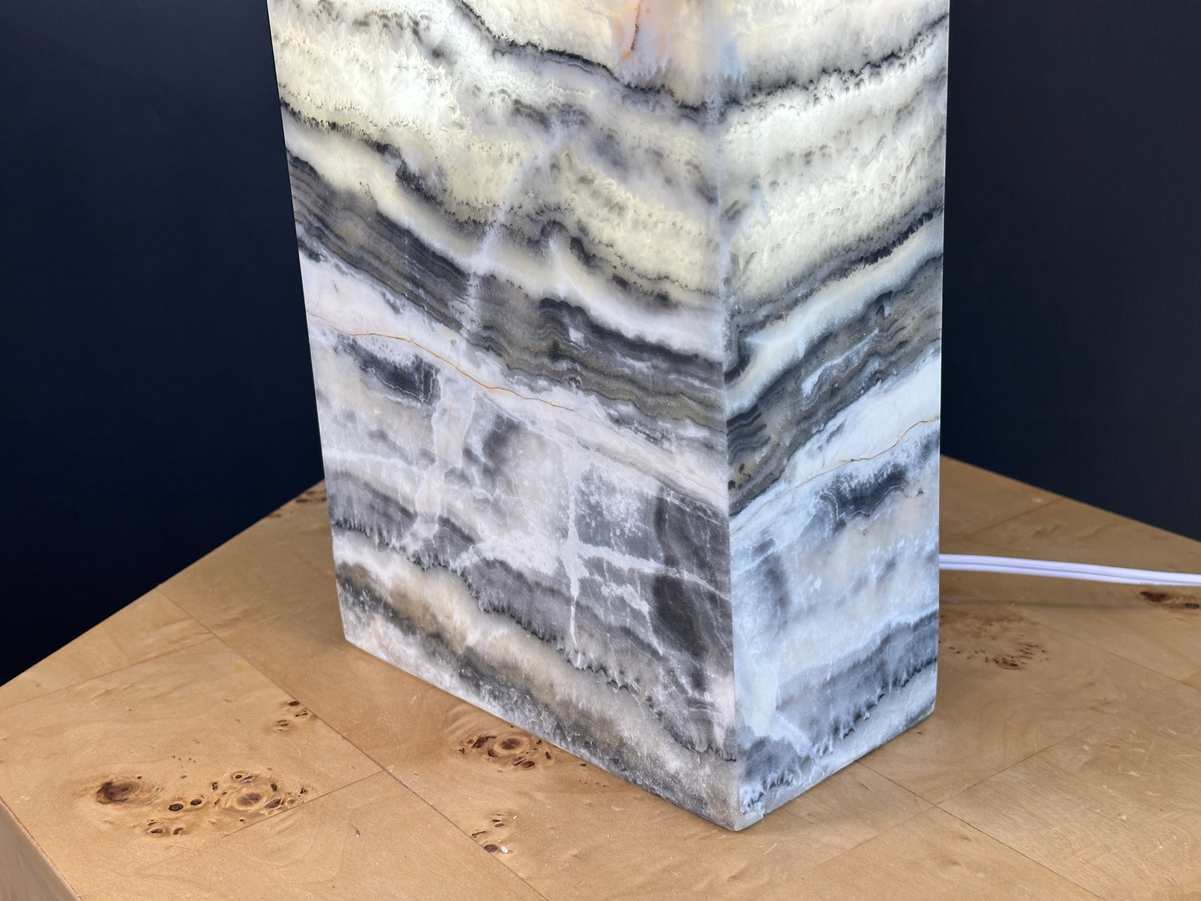 Grey and White Onyx Lamp - Stylish Natural Stone Lighting for Home and Office