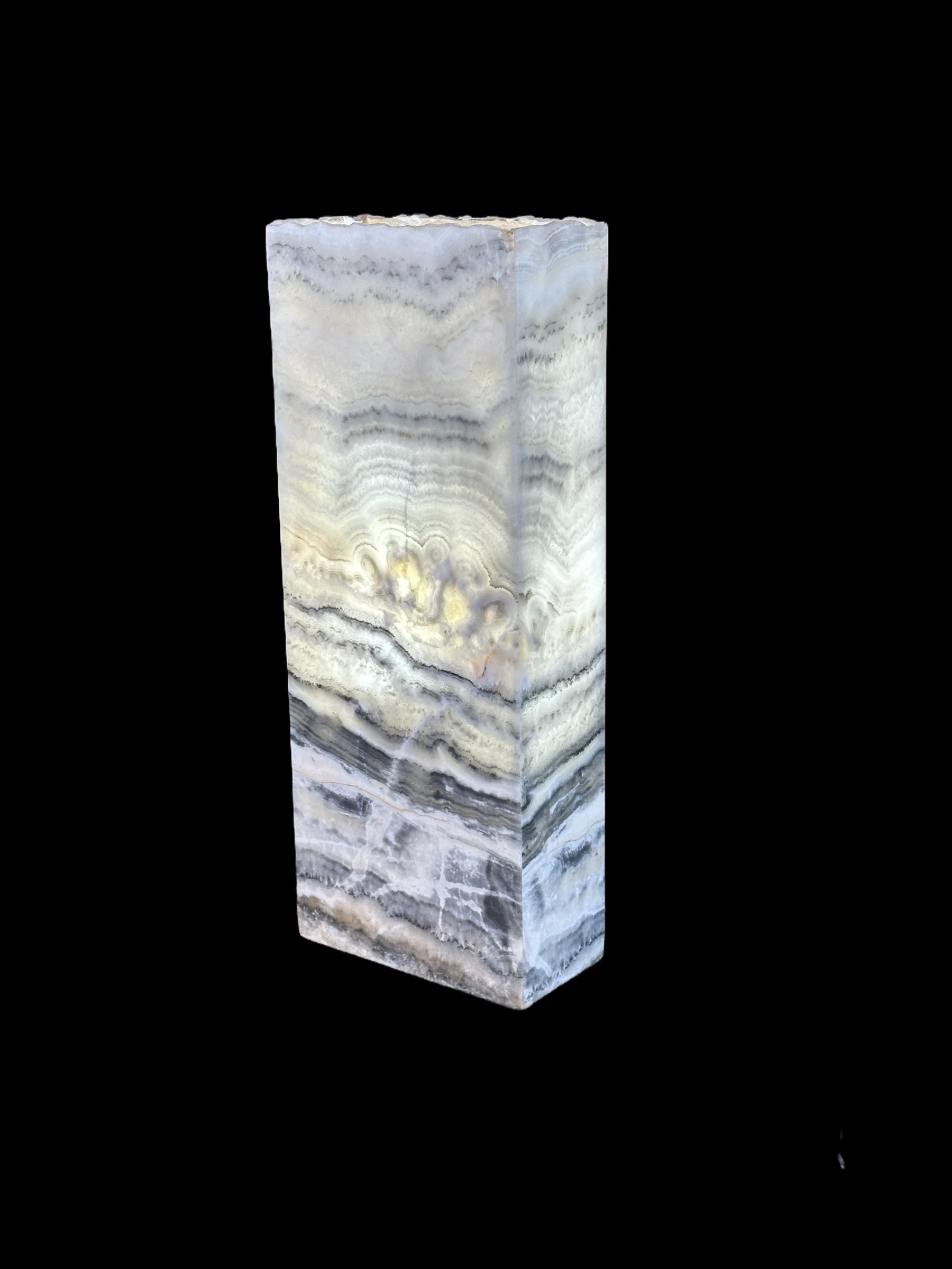 Grey and White Onyx Lamp - Stylish Natural Stone Lighting for Home and Office