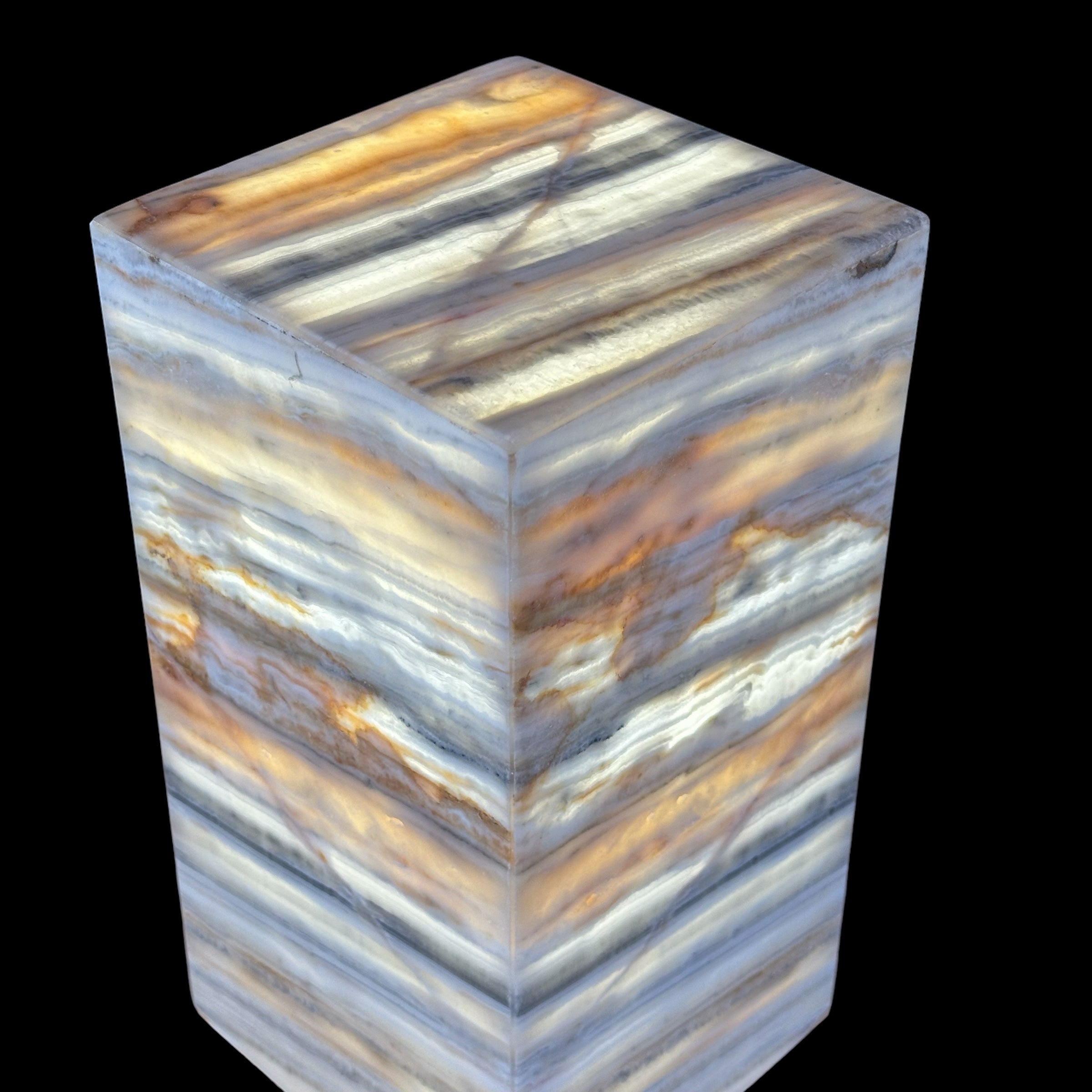 Grey and White Onyx Lamp - Elegant Natural Stone Lighting