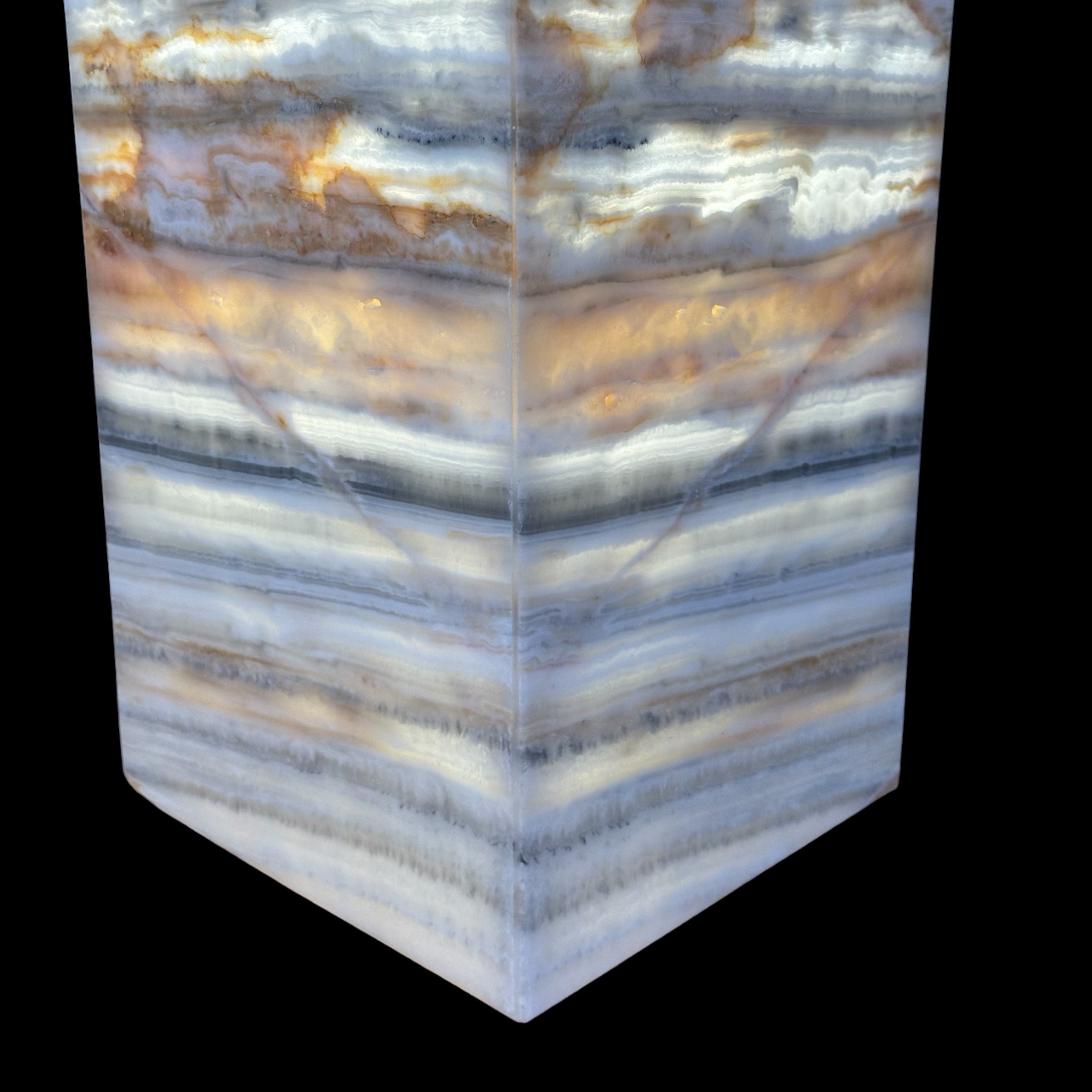 Grey and White Onyx Lamp - Elegant Natural Stone Lighting