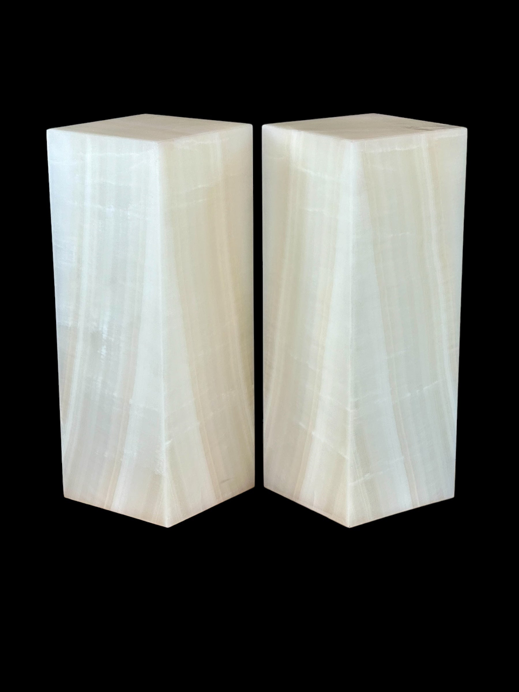 White Banded Onyx Lamps - Set of 2 Elegant Natural Stone Lighting