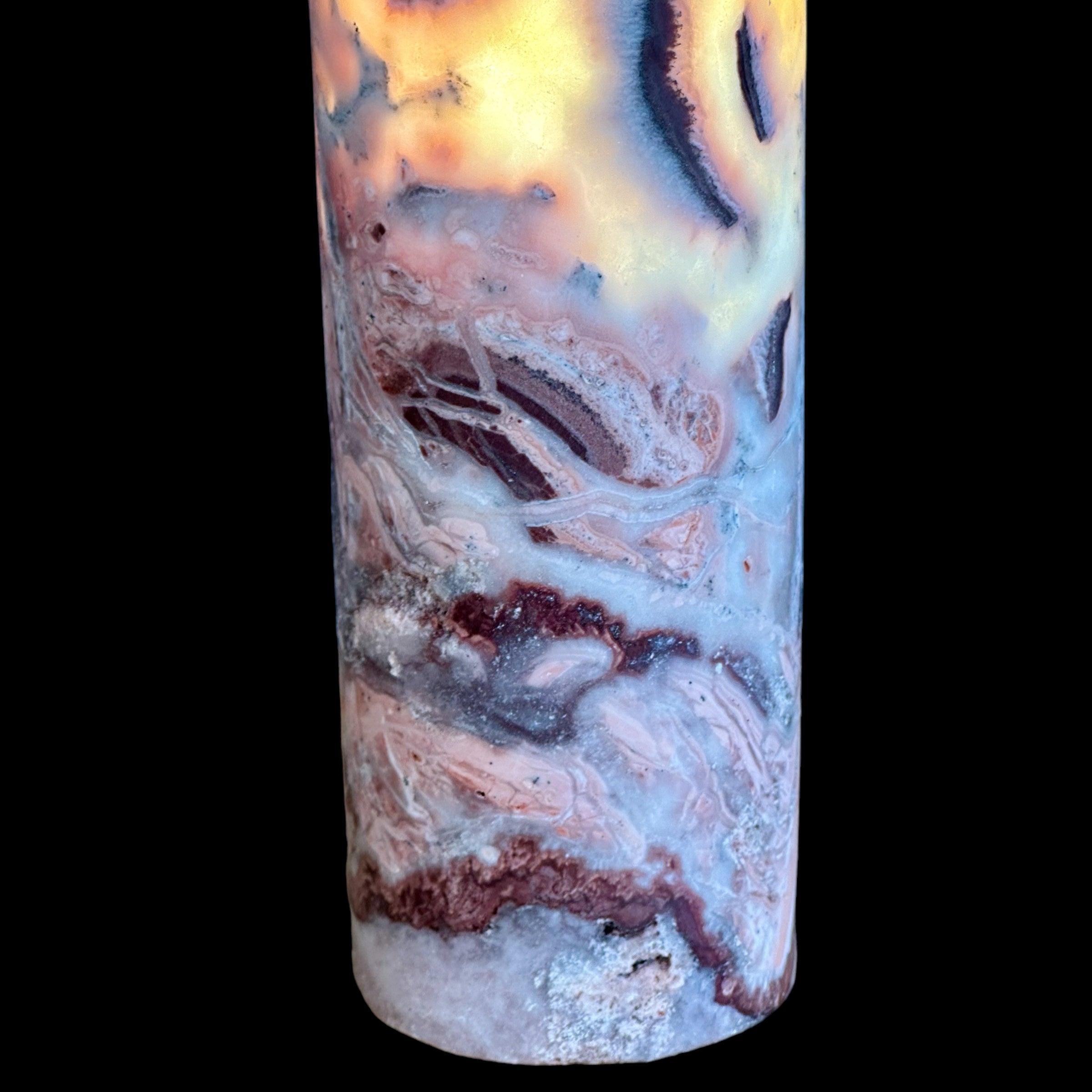 Purple and Pink Banded Onyx Lamp - Handcrafted Natural Stone Lighting
